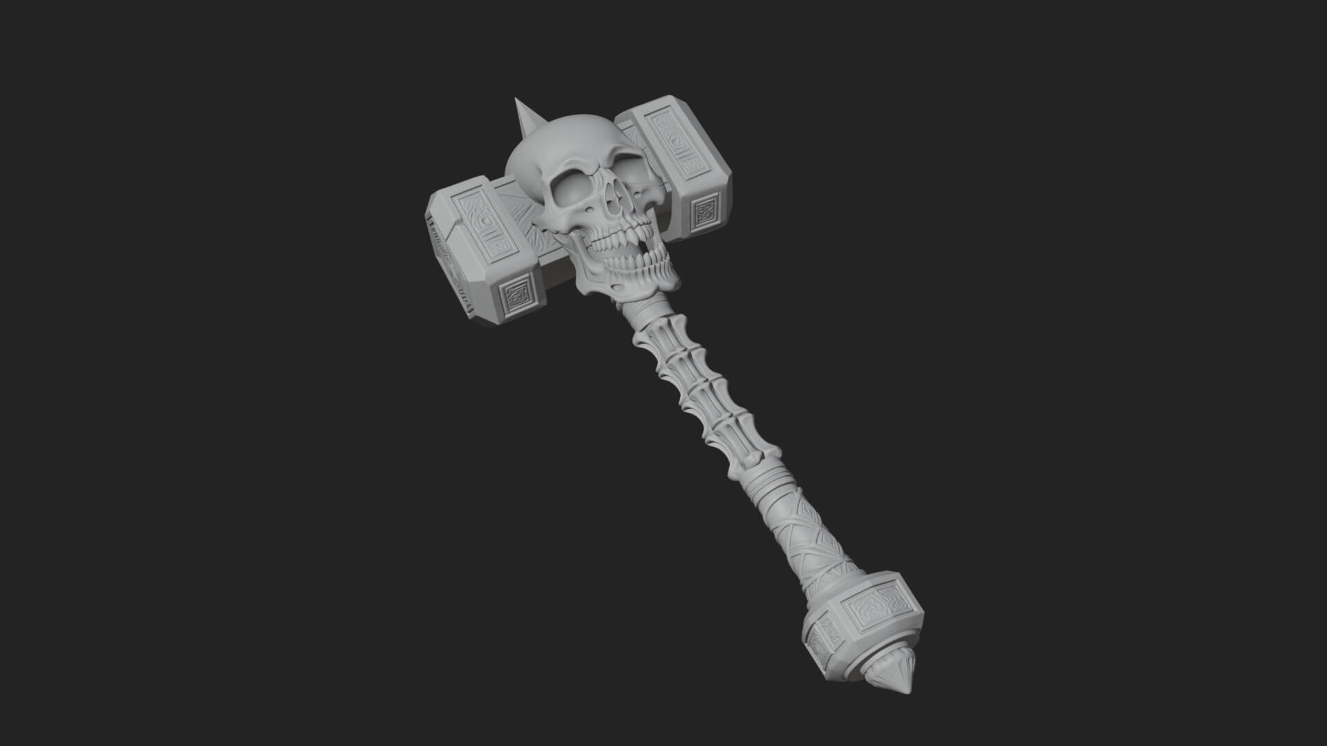 Skull Head War Hammer Model Design 2 3D Print Model 3D Model