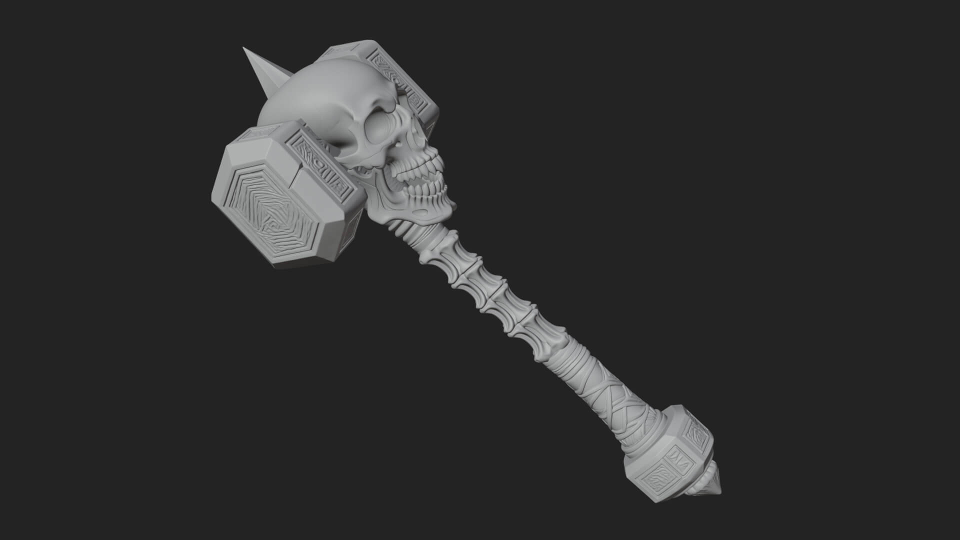 Skull Head War Hammer Model Design 2 3D Print Model 3D Model