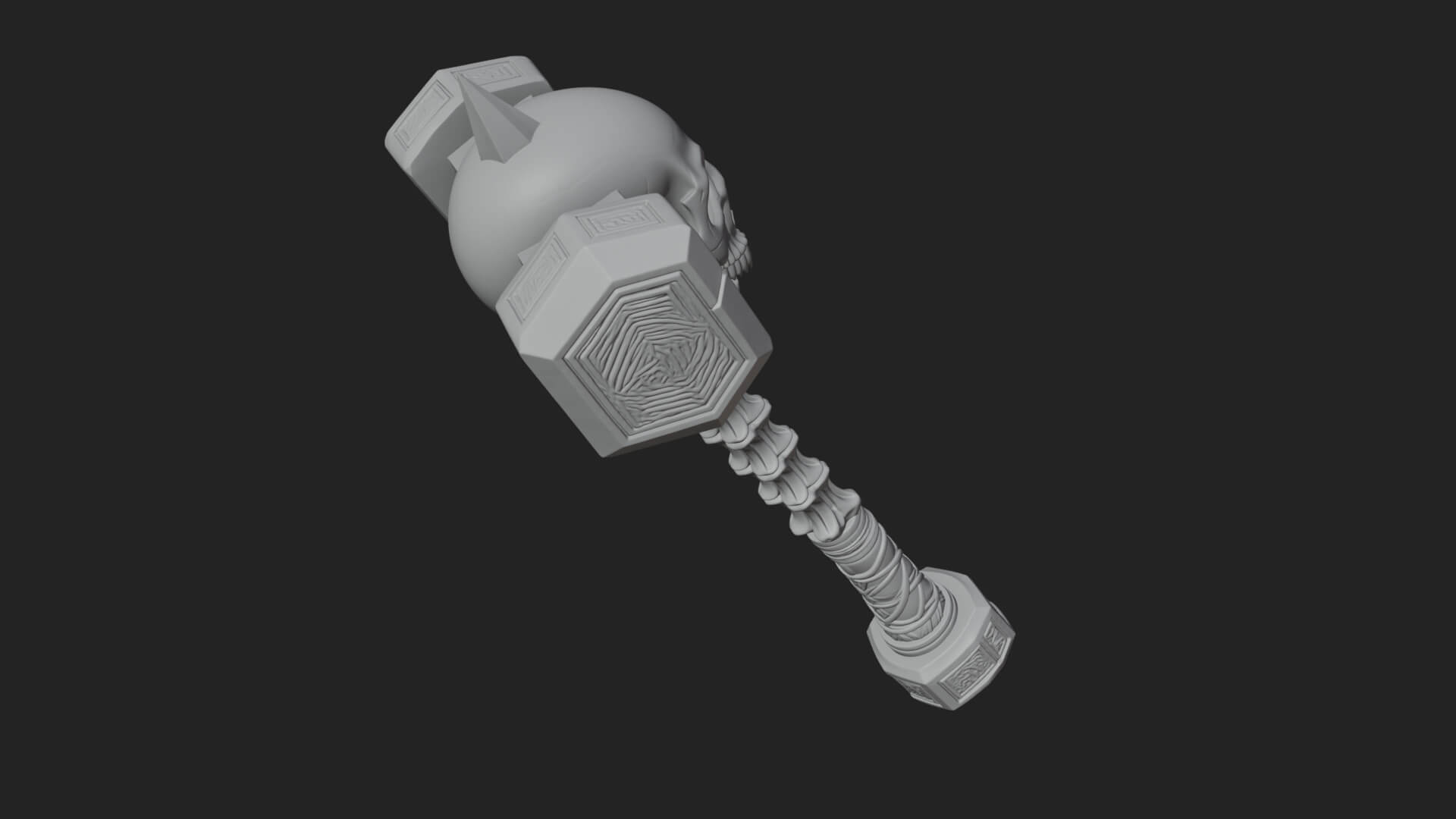 Skull Head War Hammer Model Design 2 3D Print Model 3D Model