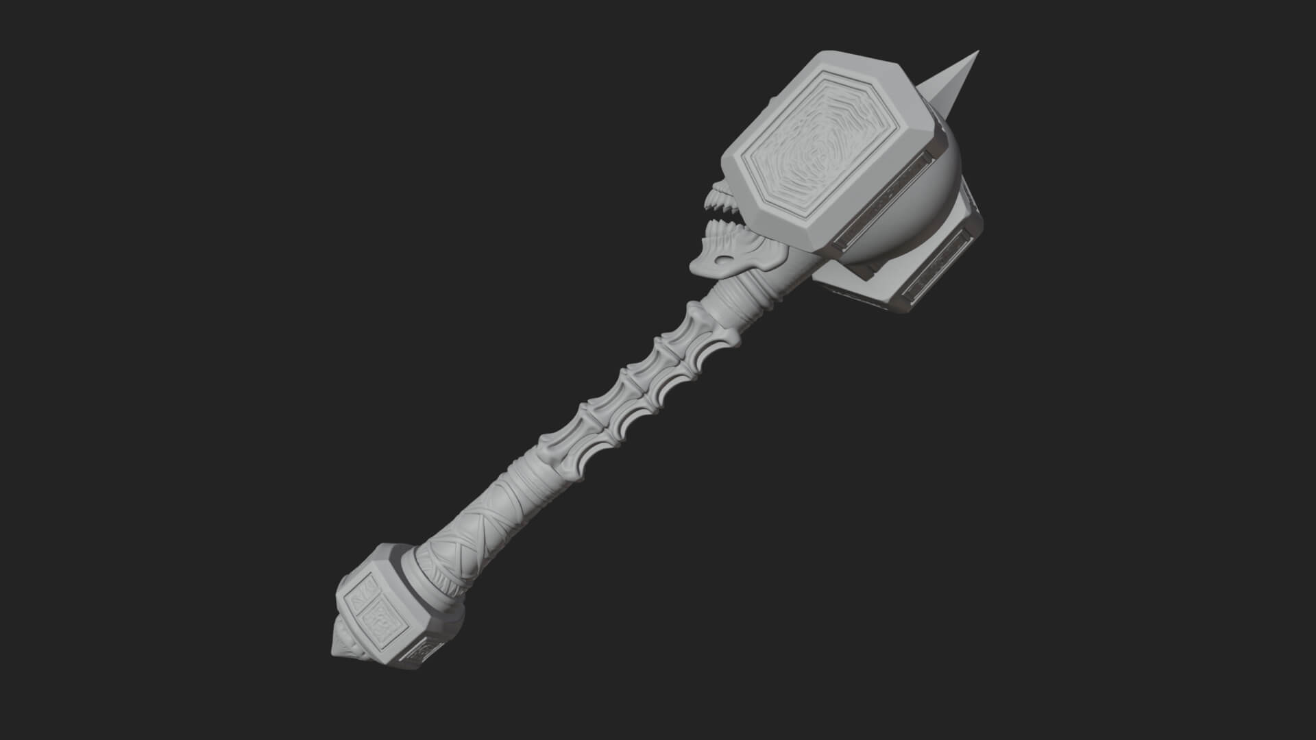 Skull Head War Hammer Model Design 2 3D Print Model 3D Model