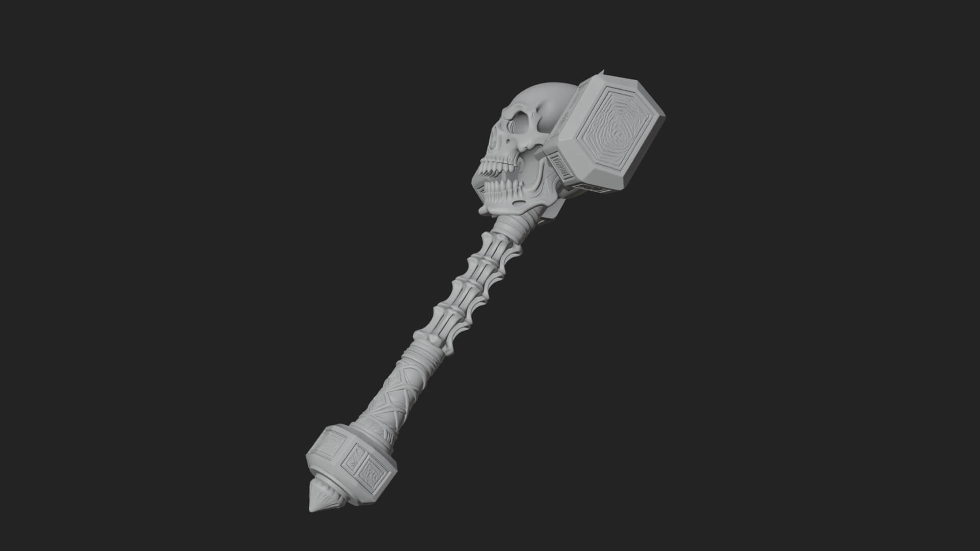 Skull Head War Hammer Model Design 2 3D Print Model 3D Model