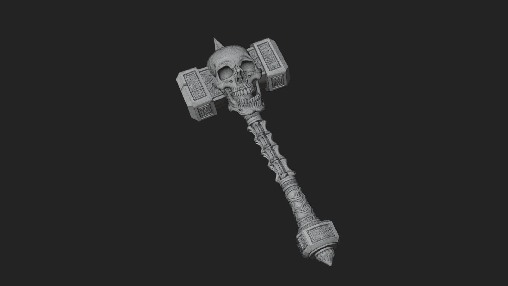 Skull Head War Hammer Model Design 2 3D Print Model 3D Model