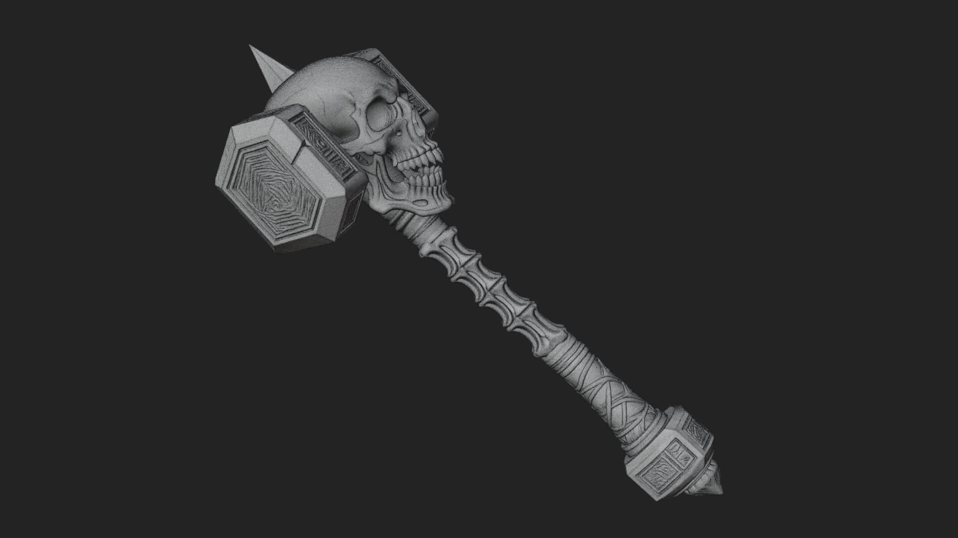 Skull Head War Hammer Model Design 2 3D Print Model 3D Model