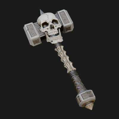 Skull Head War Hammer Model Design 2 3D Print Model