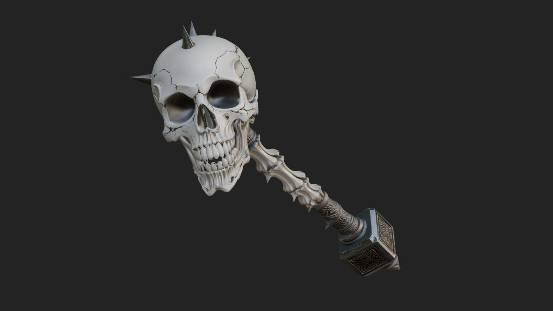 Skull Head War Hammer Model Design 3 3D Print Model 3D Model