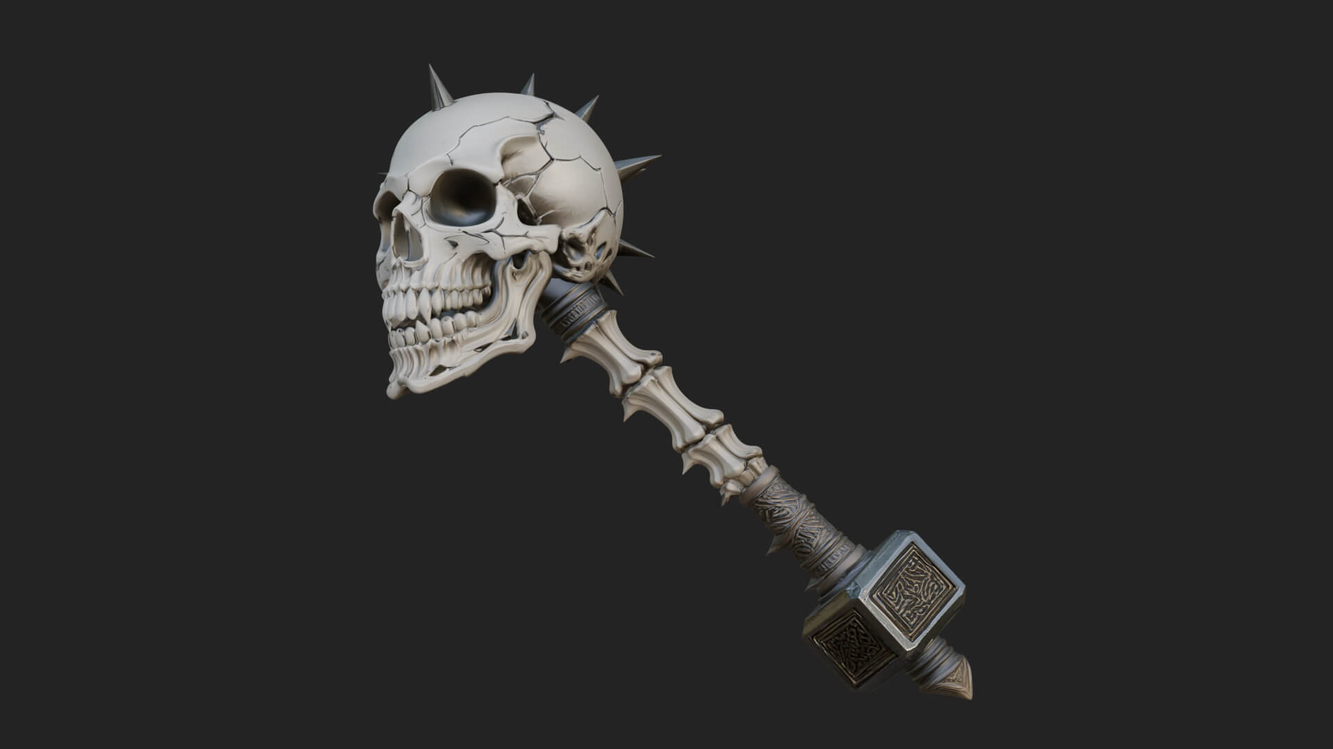 Skull Head War Hammer Model Design 3 3D Print Model 3D Model