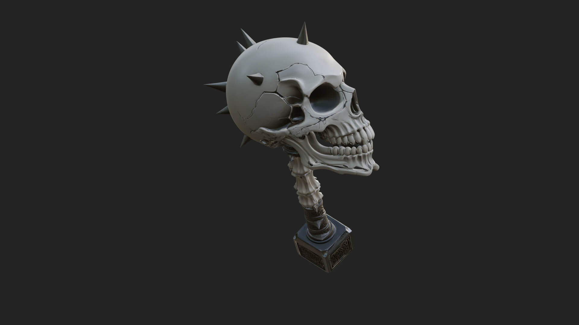 Skull Head War Hammer Model Design 3 3D Print Model 3D Model