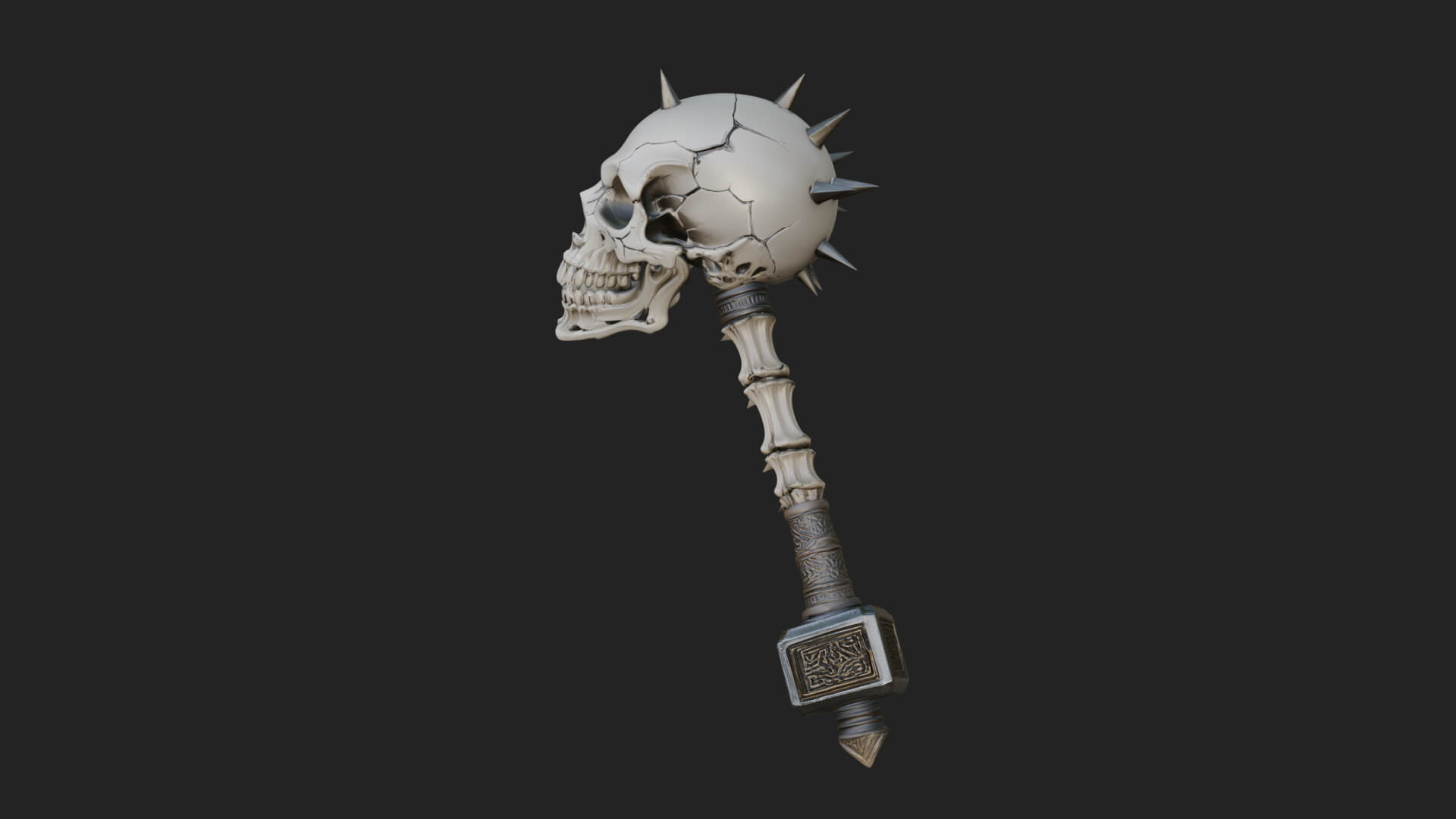 Skull Head War Hammer Model Design 3 3D Print Model 3D Model