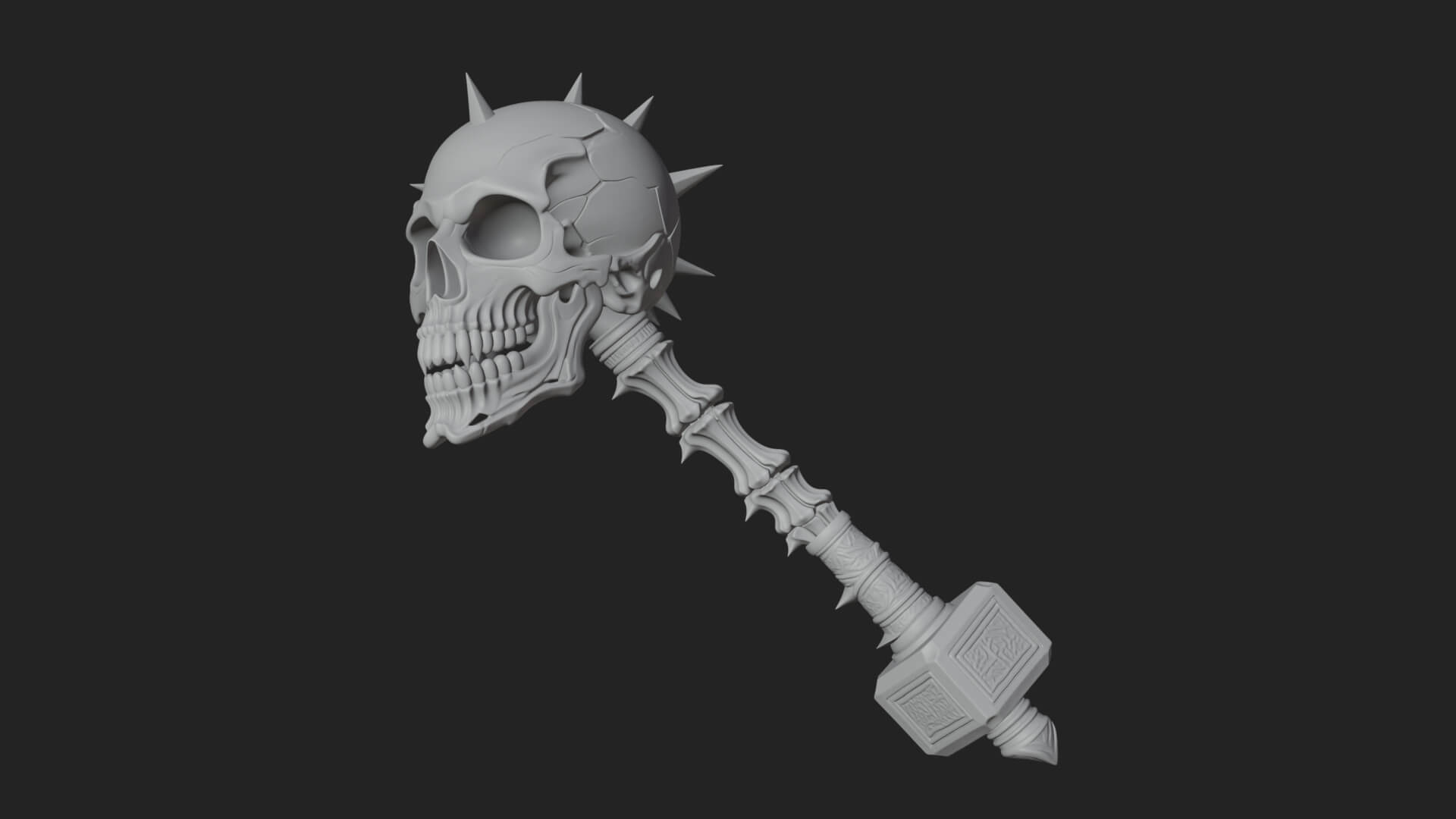 Skull Head War Hammer Model Design 3 3D Print Model 3D Model