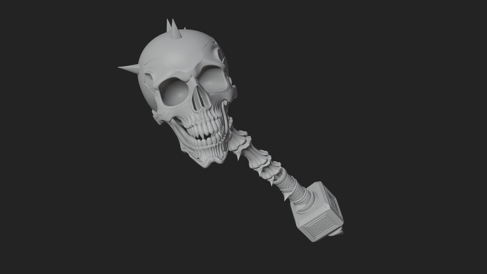 Skull Head War Hammer Model Design 3 3D Print Model 3D Model