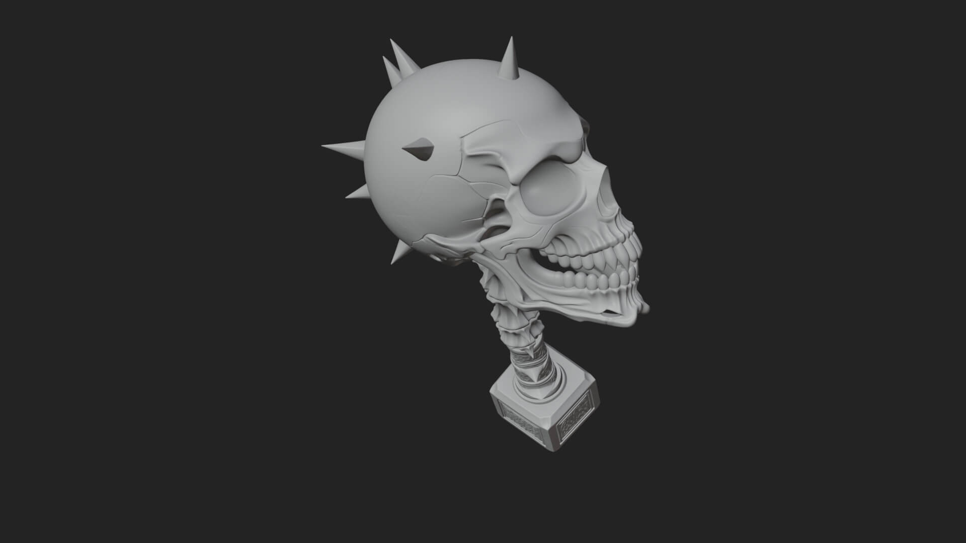 Skull Head War Hammer Model Design 3 3D Print Model 3D Model