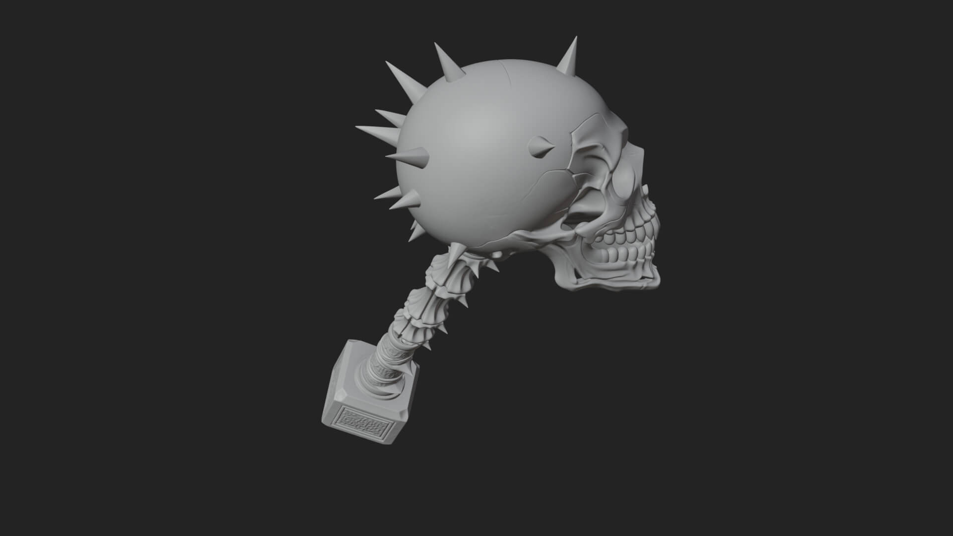 Skull Head War Hammer Model Design 3 3D Print Model 3D Model