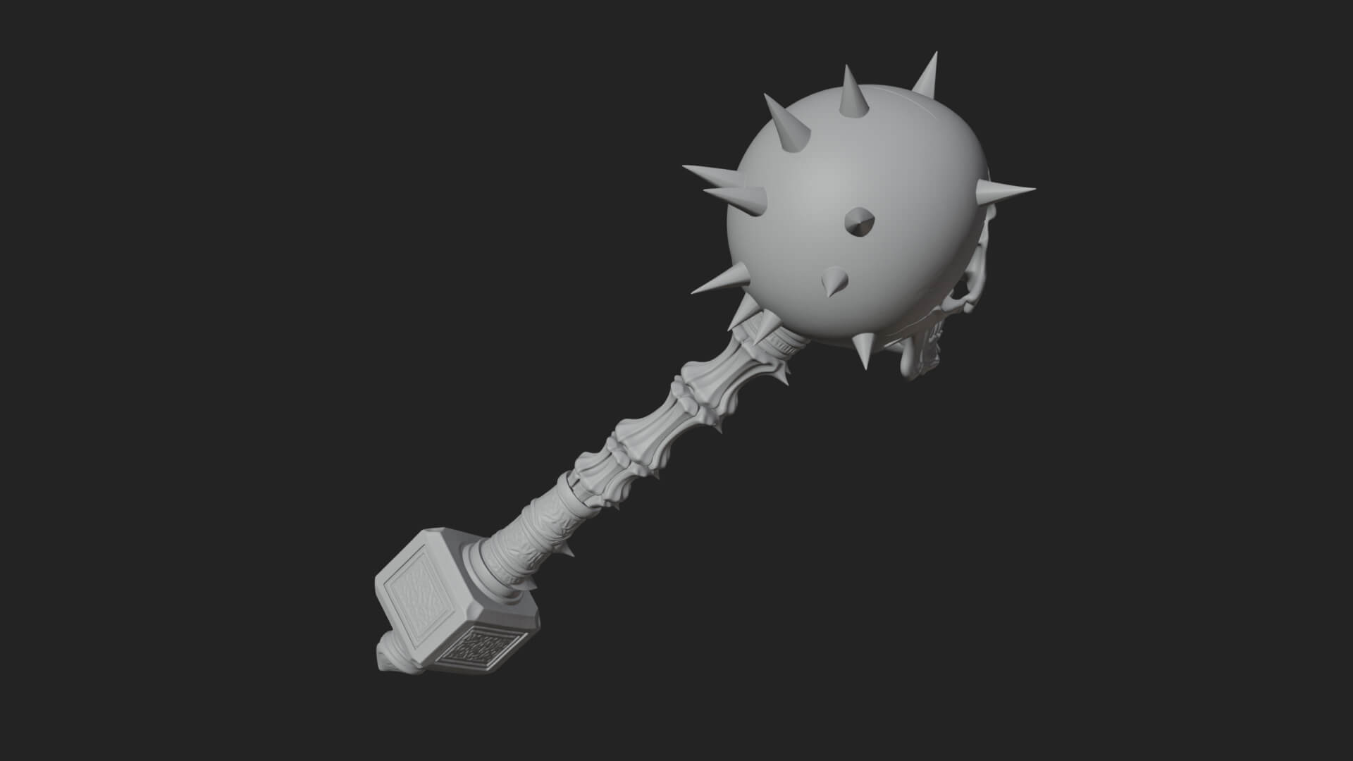 Skull Head War Hammer Model Design 3 3D Print Model 3D Model