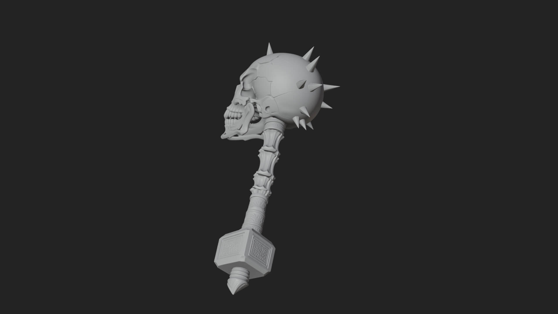 Skull Head War Hammer Model Design 3 3D Print Model 3D Model
