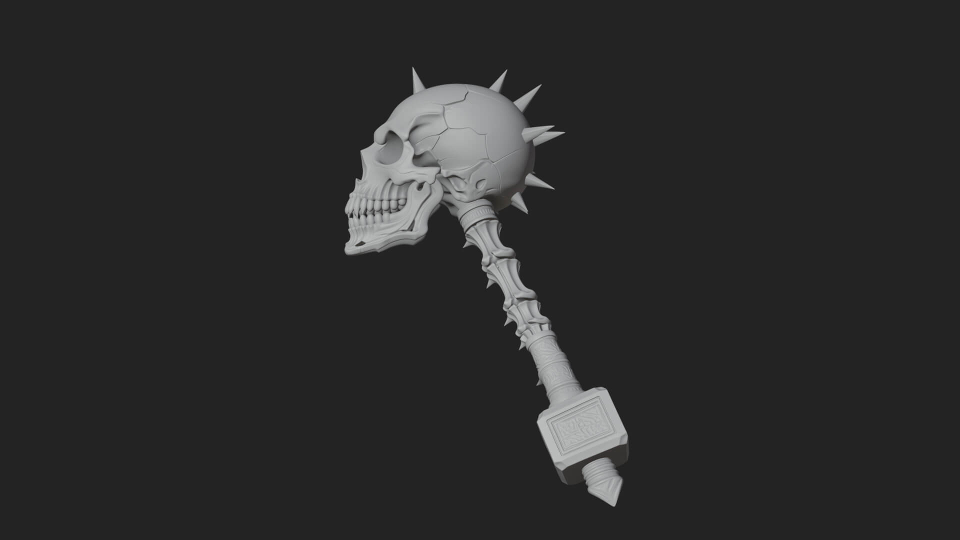 Skull Head War Hammer Model Design 3 3D Print Model 3D Model