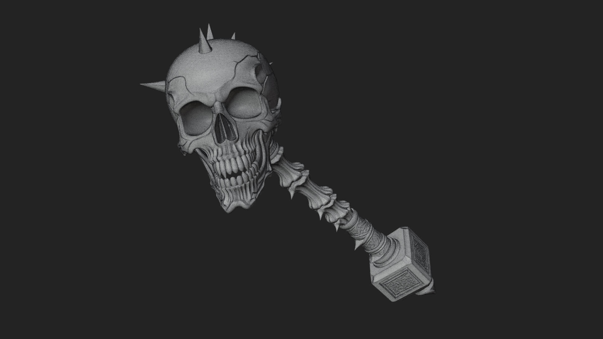 Skull Head War Hammer Model Design 3 3D Print Model 3D Model