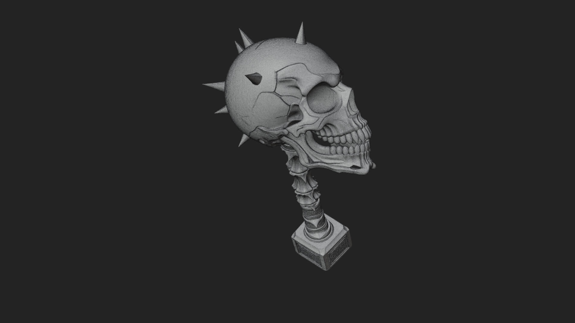 Skull Head War Hammer Model Design 3 3D Print Model 3D Model