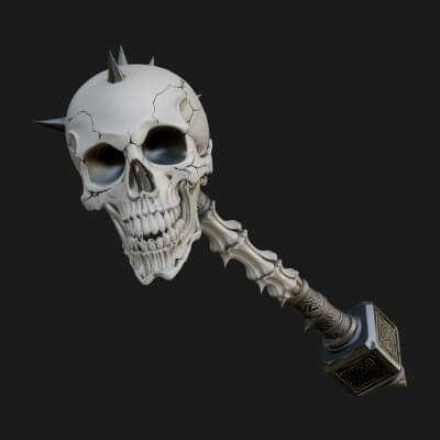 Skull Head War Hammer Model Design 3 3D Print Model