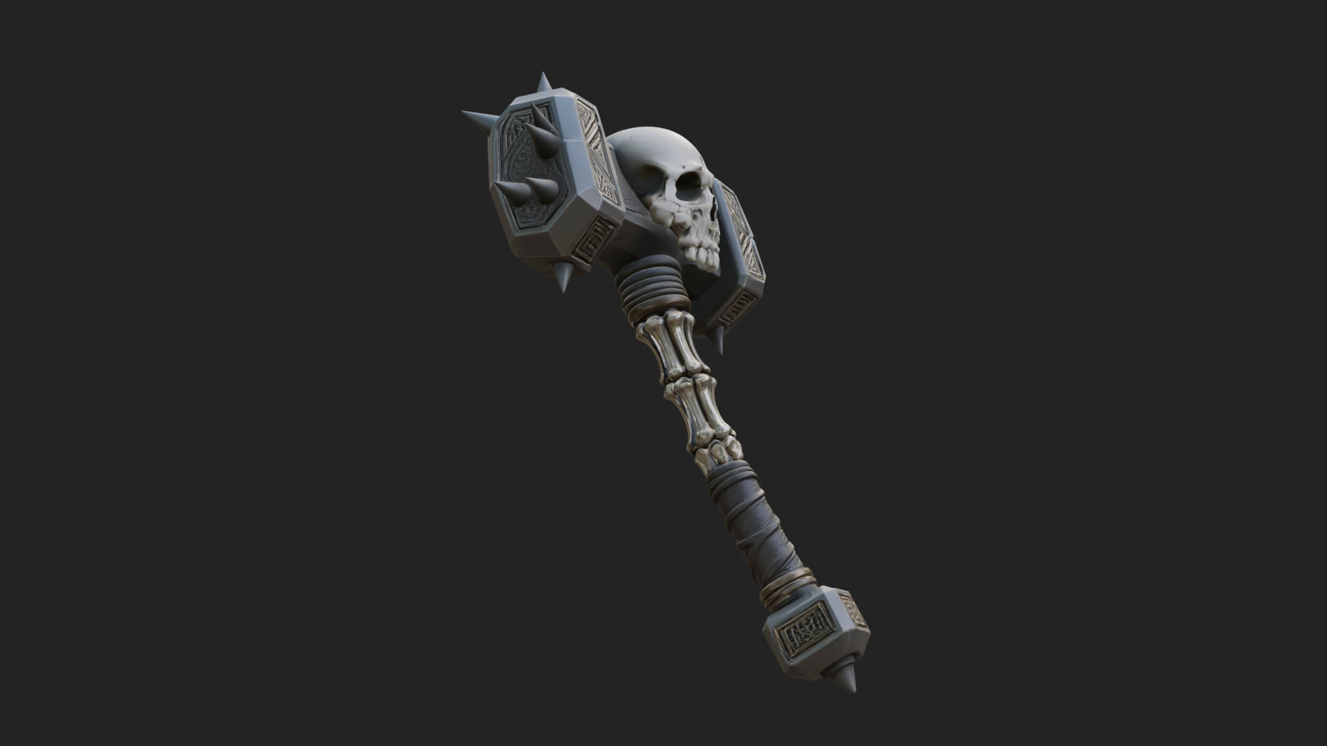 Skull Head War Hammer Model Design 4 3D Print Model 3D Model