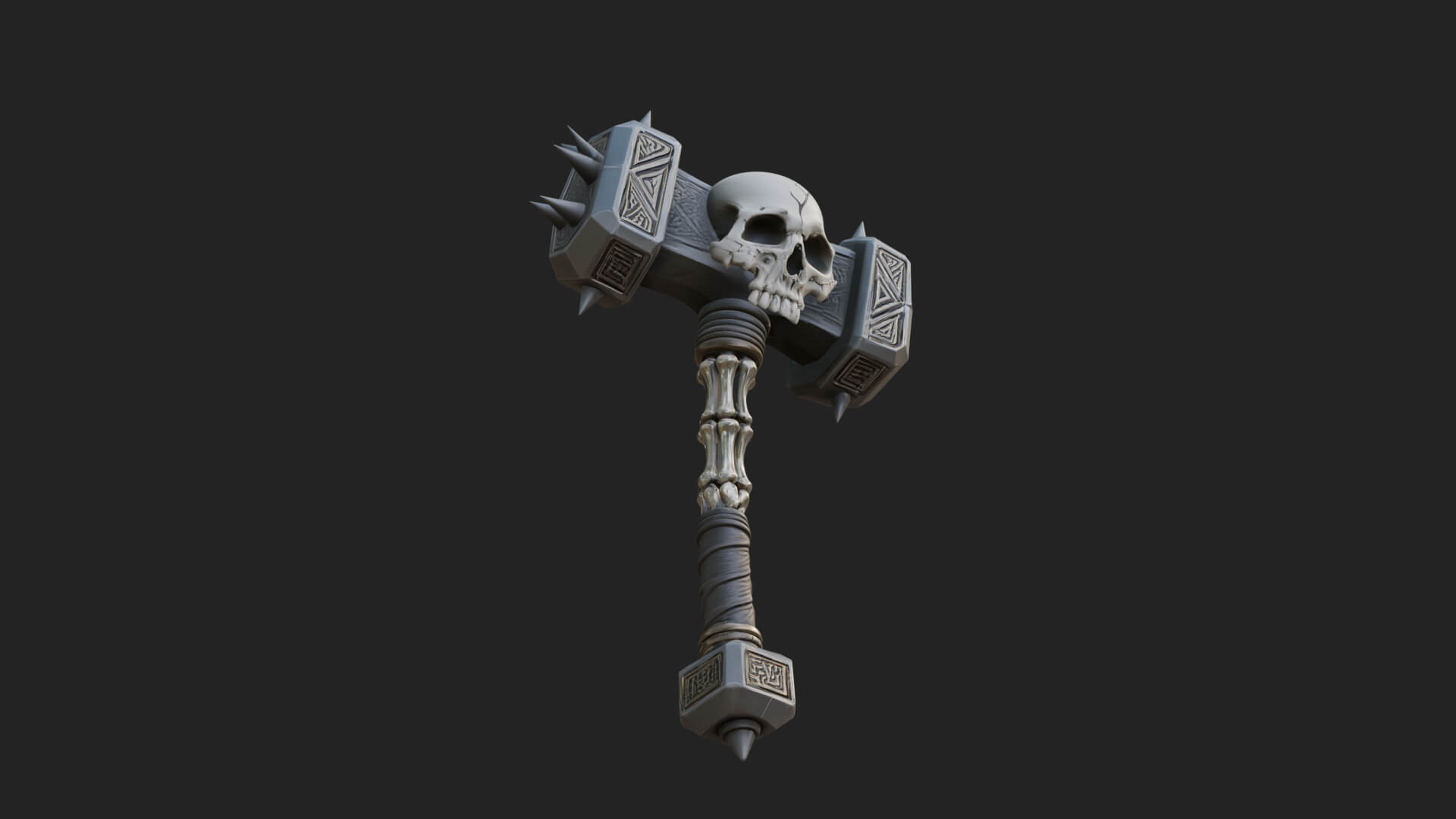 Skull Head War Hammer Model Design 4 3D Print Model 3D Model
