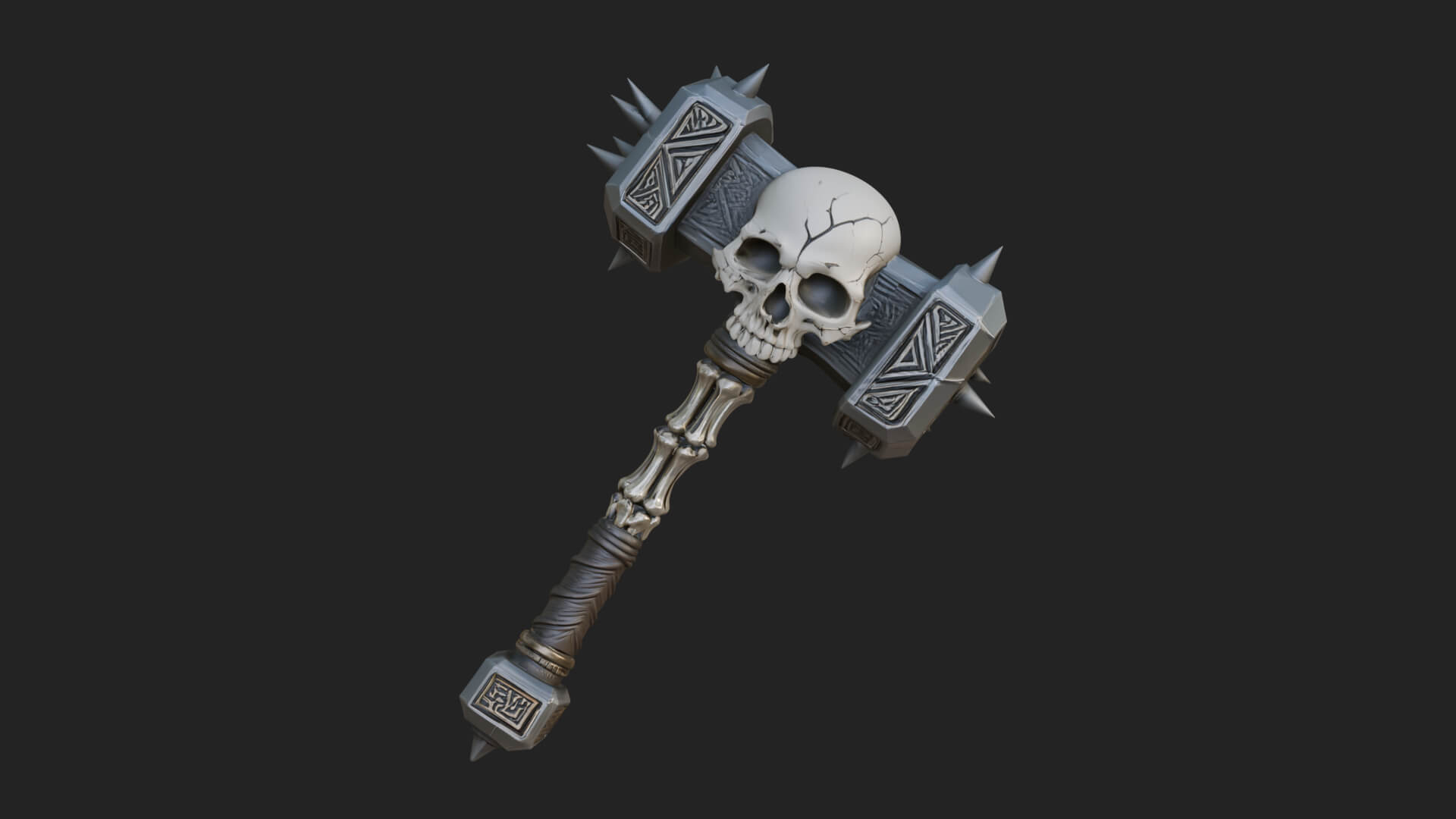 Skull Head War Hammer Model Design 4 3D Print Model 3D Model