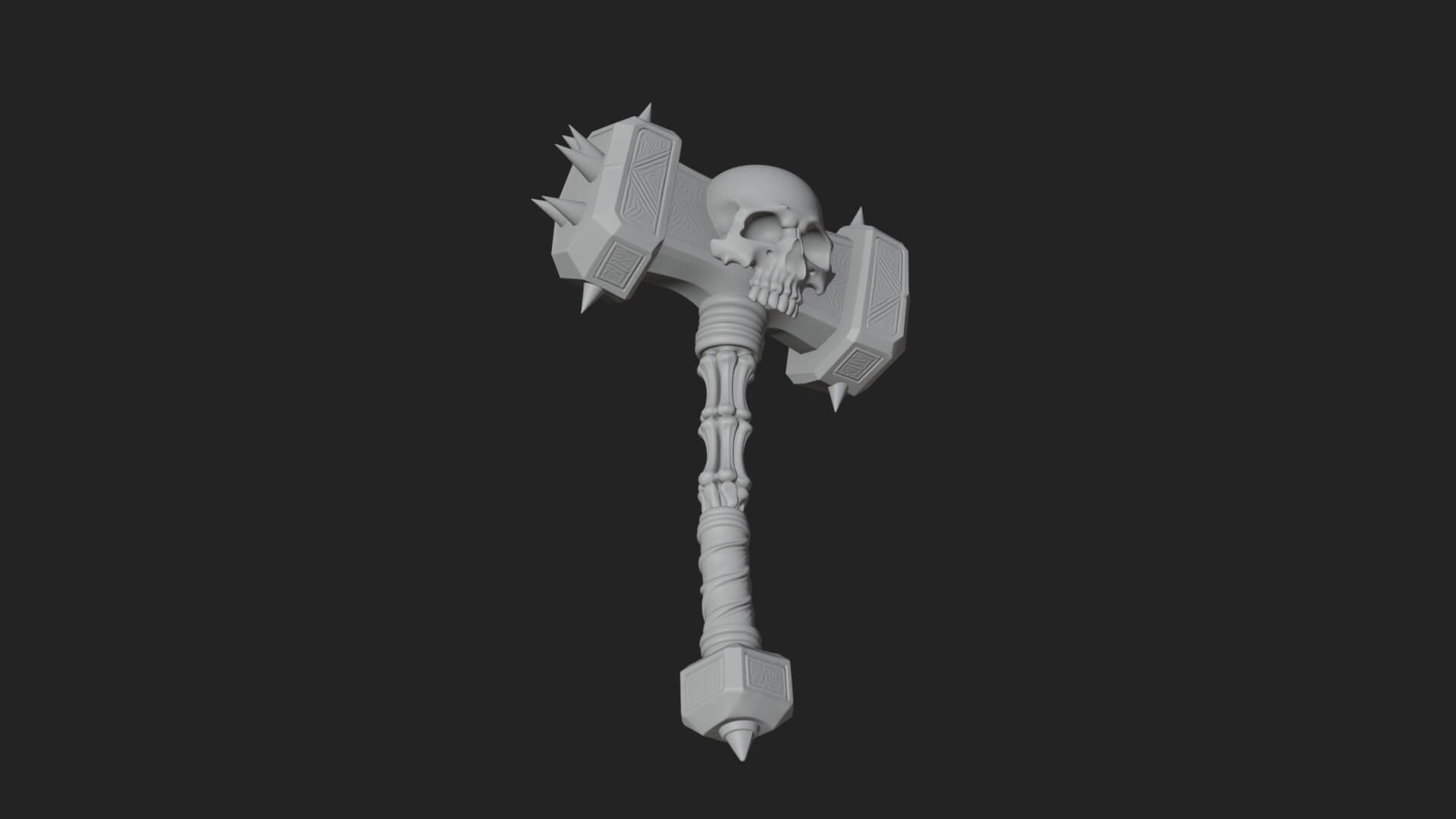 Skull Head War Hammer Model Design 4 3D Print Model 3D Model