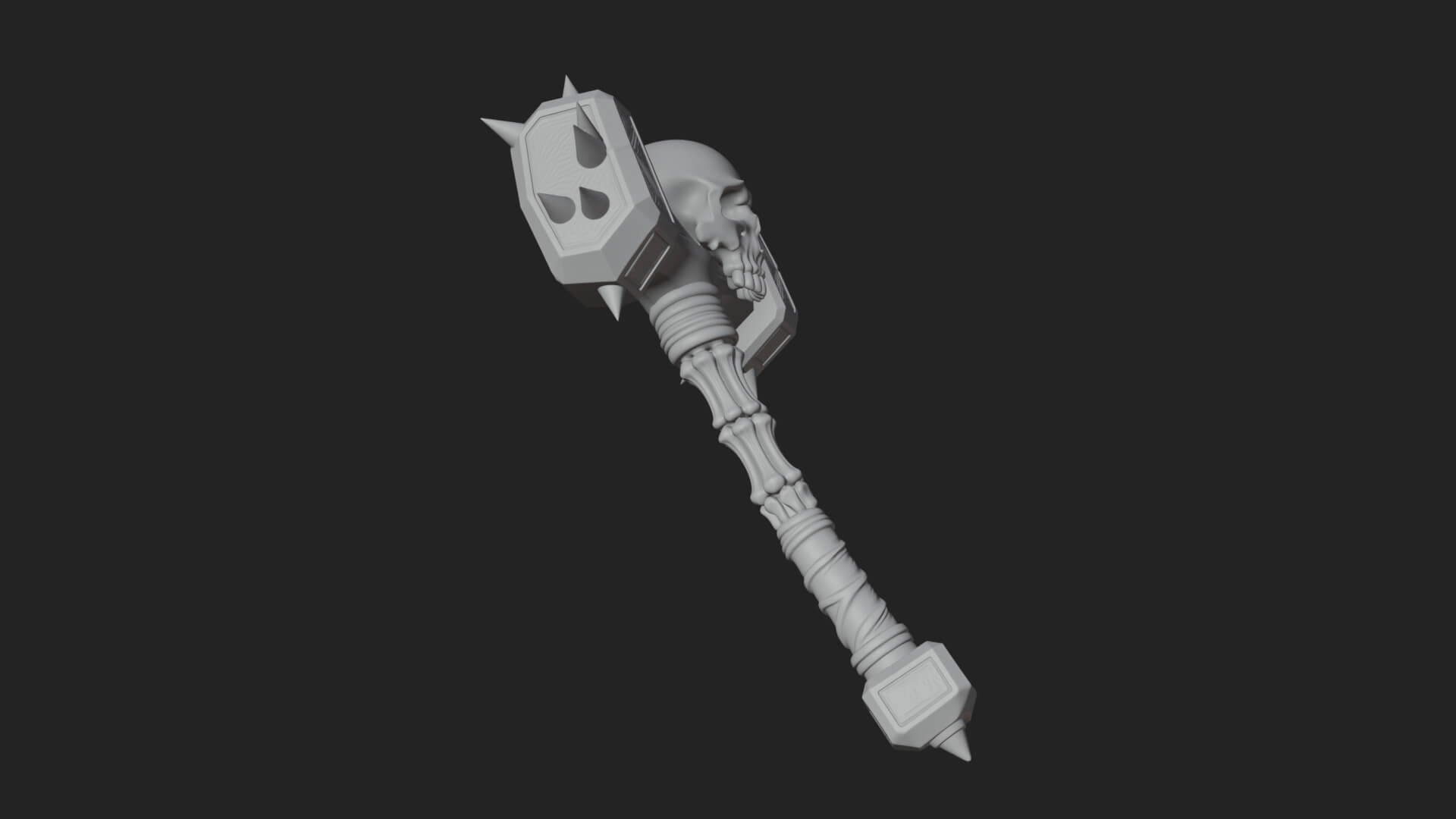 Skull Head War Hammer Model Design 4 3D Print Model 3D Model