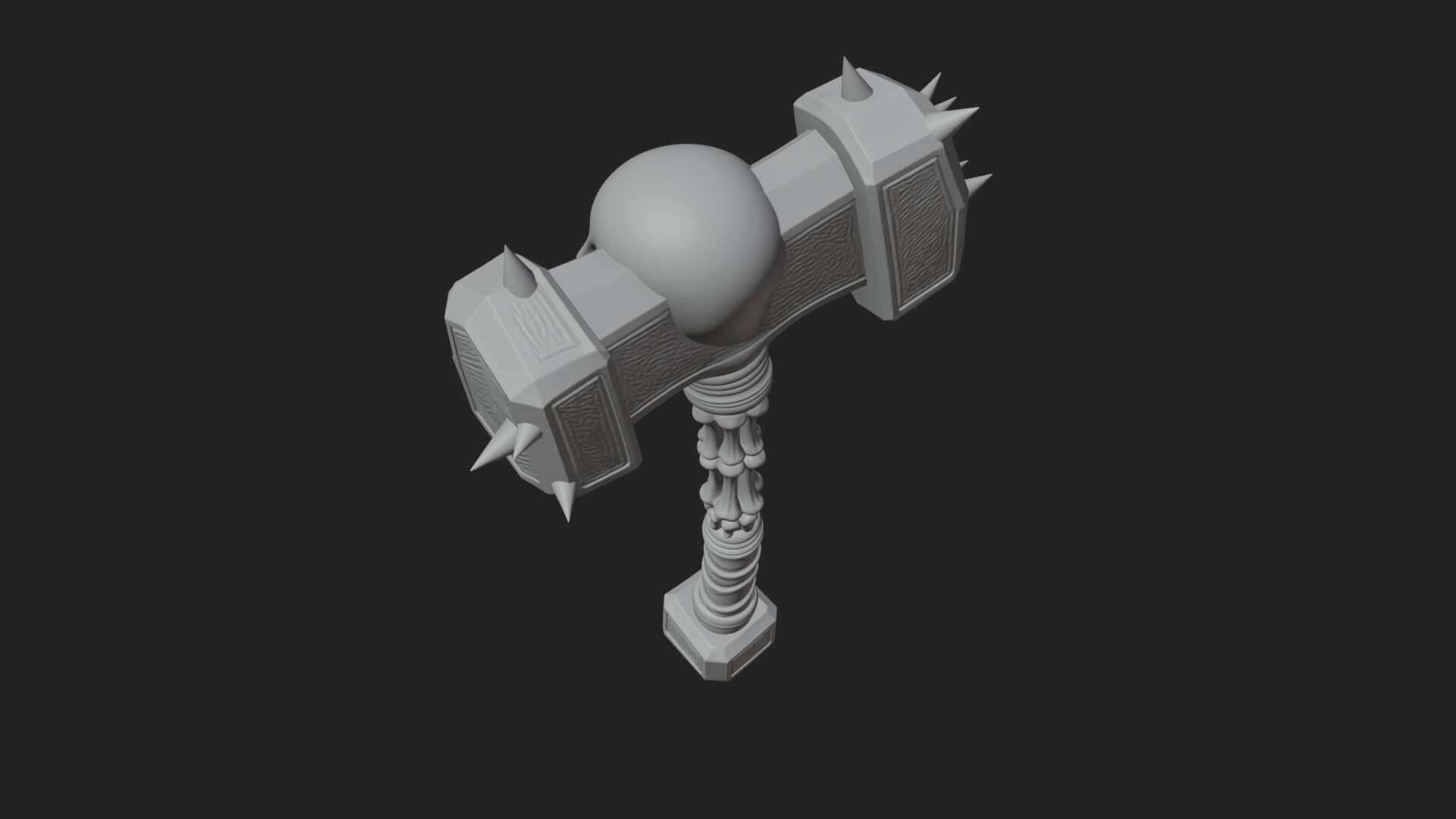 Skull Head War Hammer Model Design 4 3D Print Model 3D Model