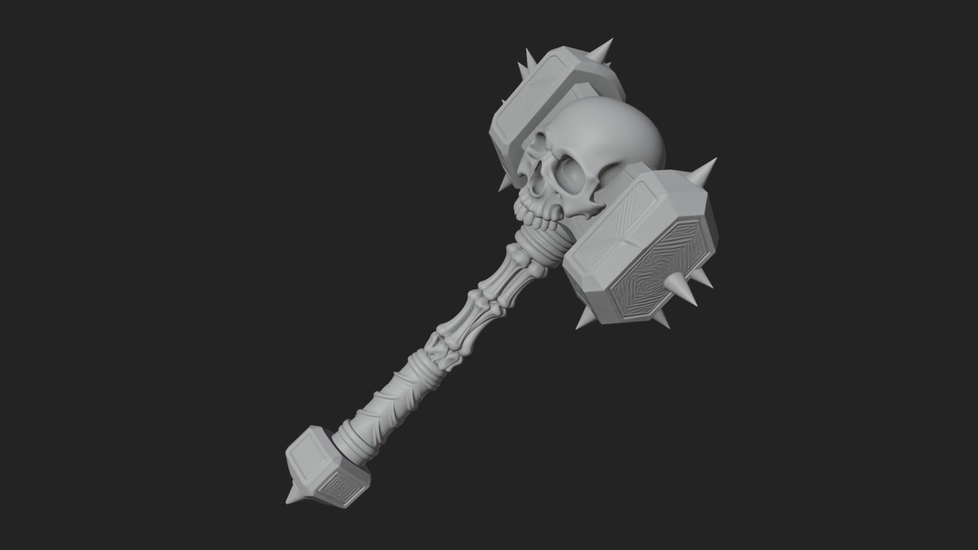 Skull Head War Hammer Model Design 4 3D Print Model 3D Model