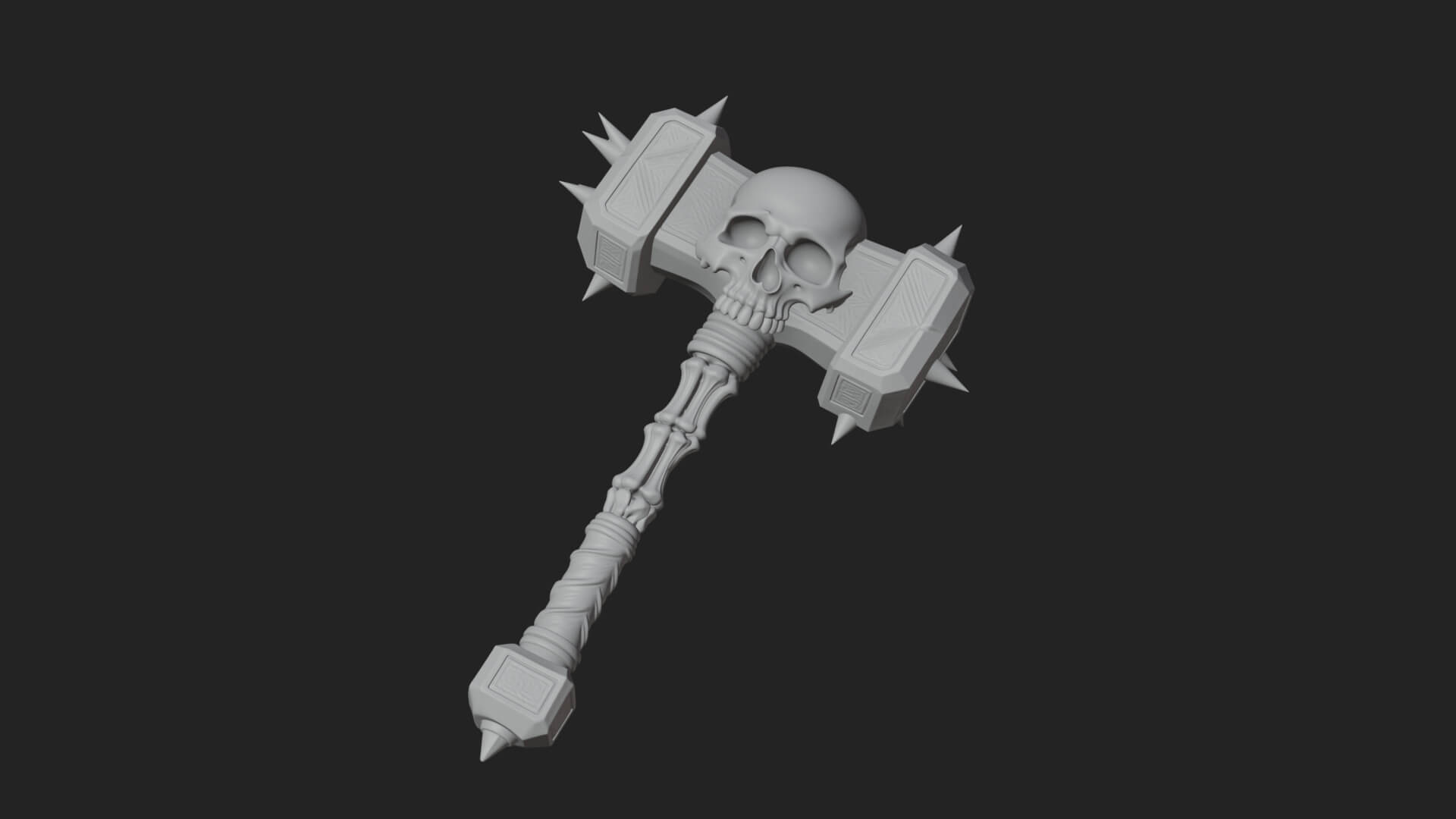 Skull Head War Hammer Model Design 4 3D Print Model 3D Model