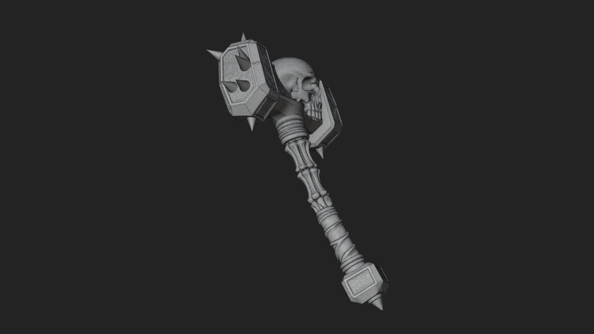 Skull Head War Hammer Model Design 4 3D Print Model 3D Model