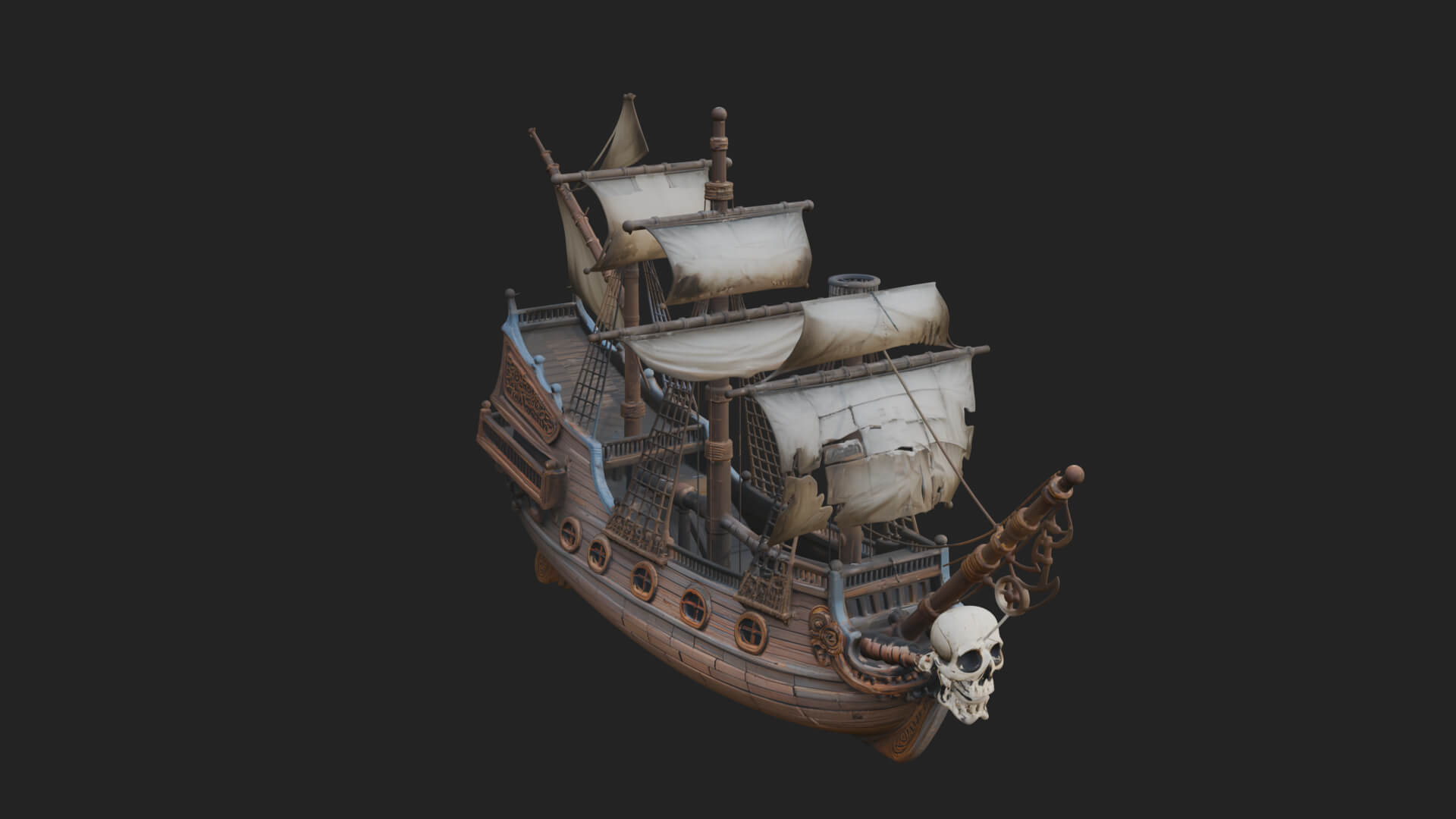 Skull Prow Pirate Ship Model Design 1 3D Print Model 3D Model