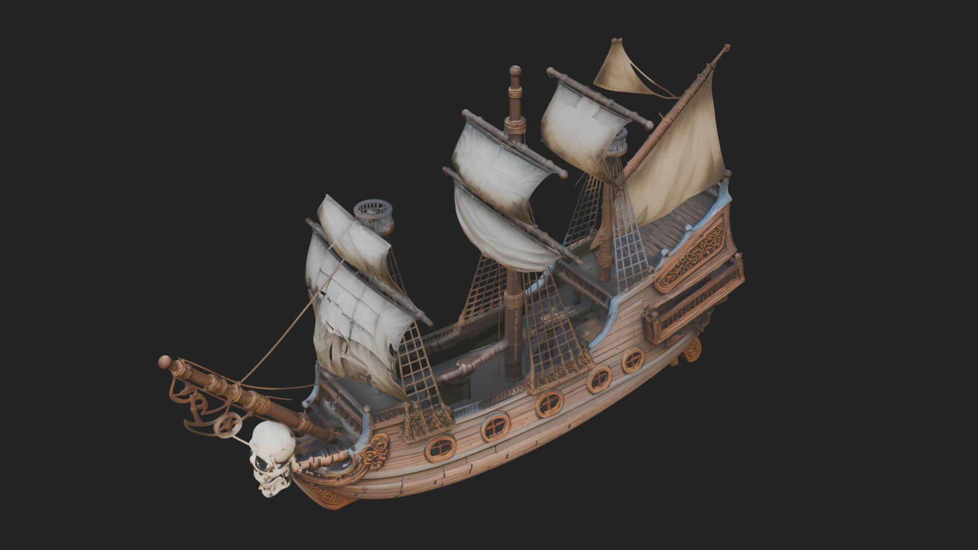 Skull Prow Pirate Ship Model Design 1 3D Print Model 3D Model
