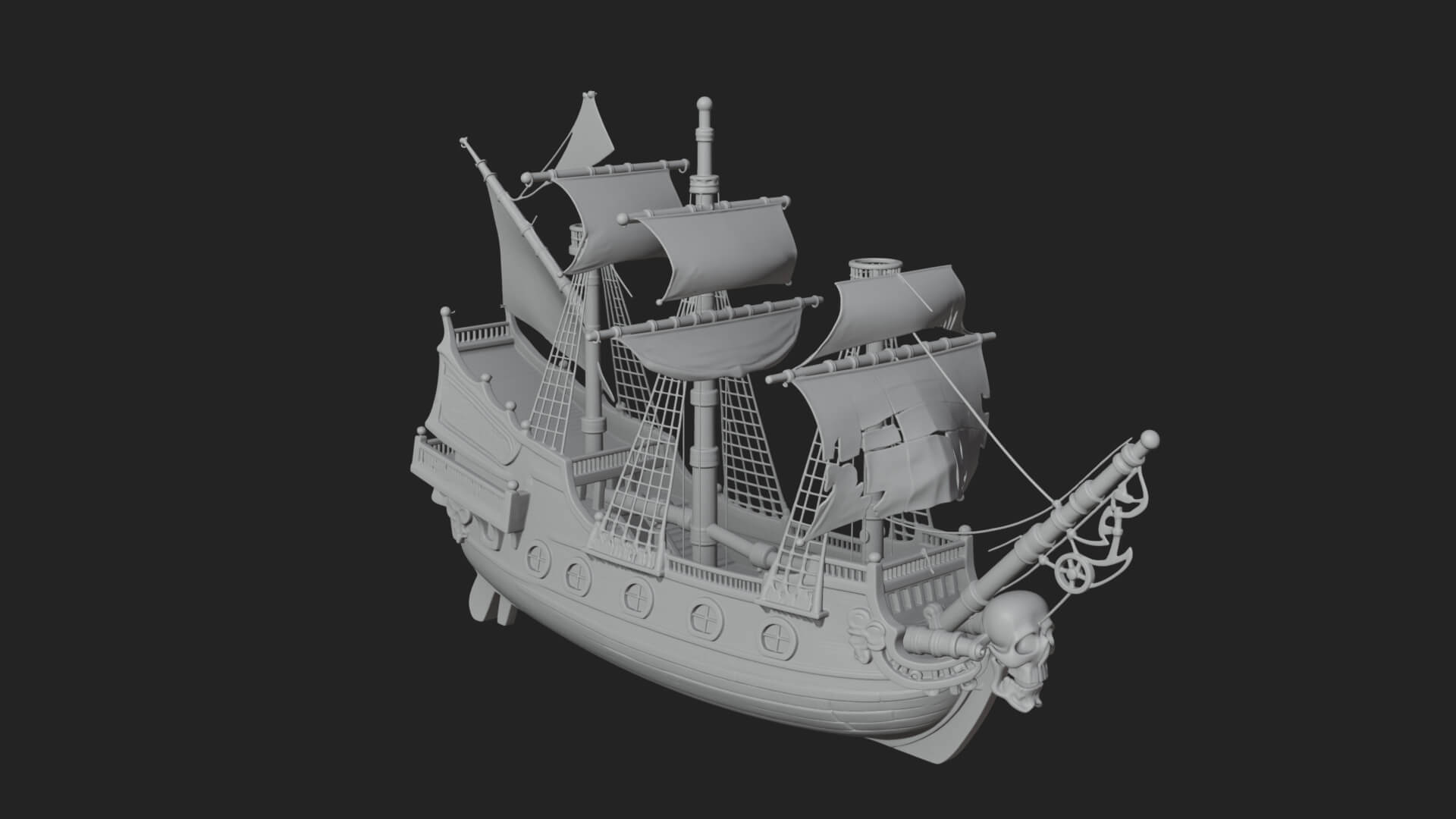 Skull Prow Pirate Ship Model Design 1 3D Print Model 3D Model
