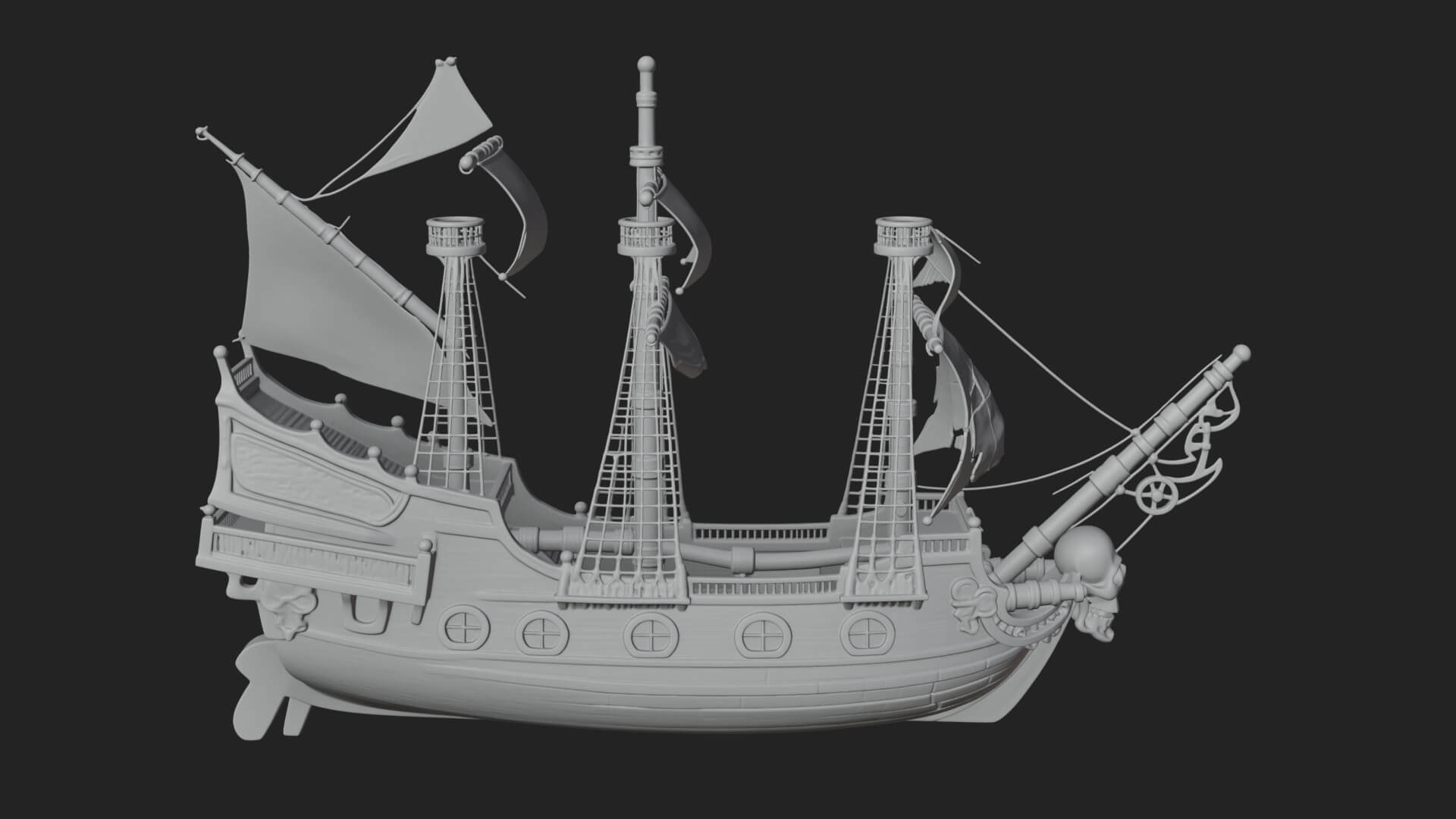 Skull Prow Pirate Ship Model Design 1 3D Print Model 3D Model