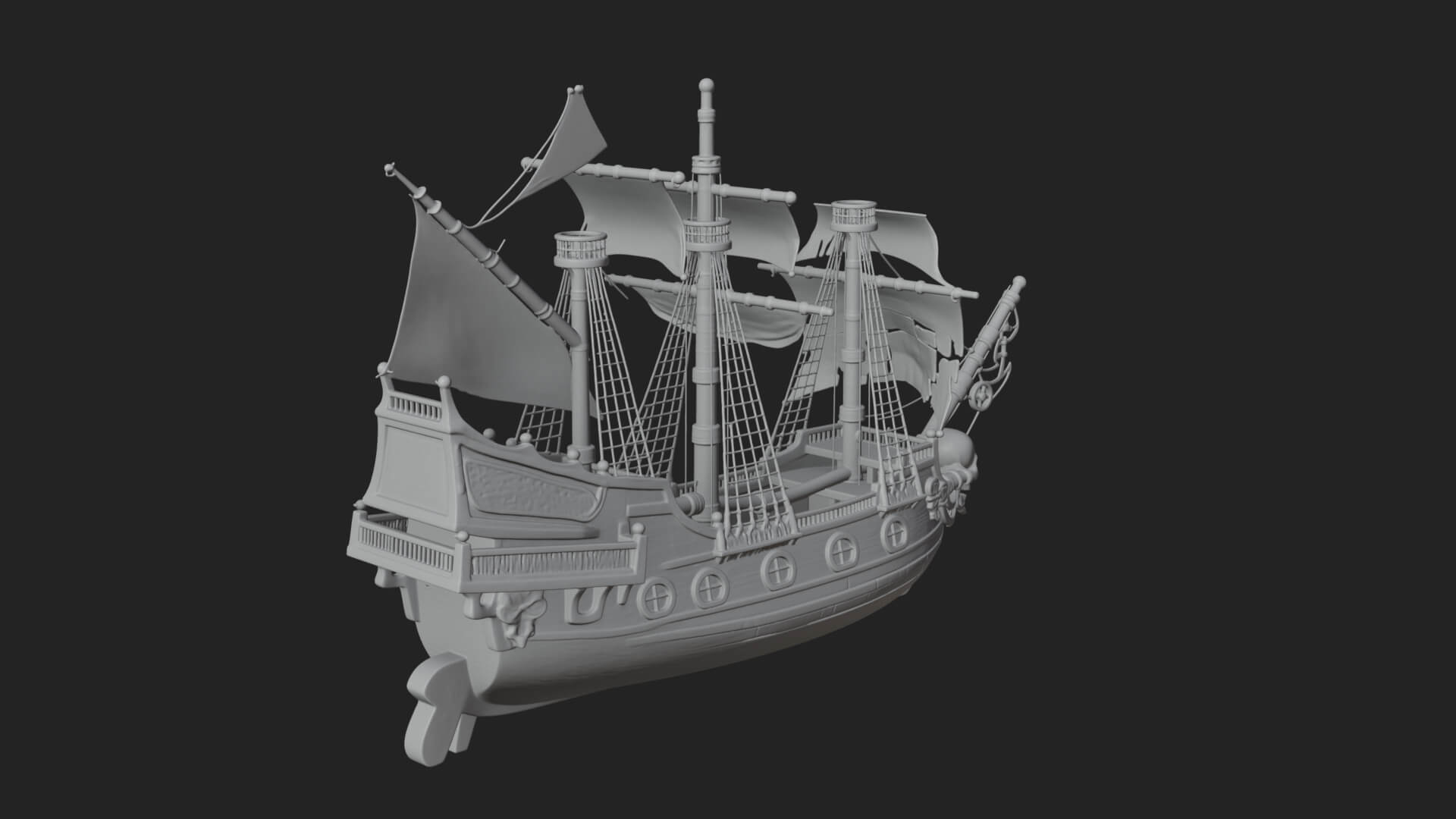 Skull Prow Pirate Ship Model Design 1 3D Print Model 3D Model
