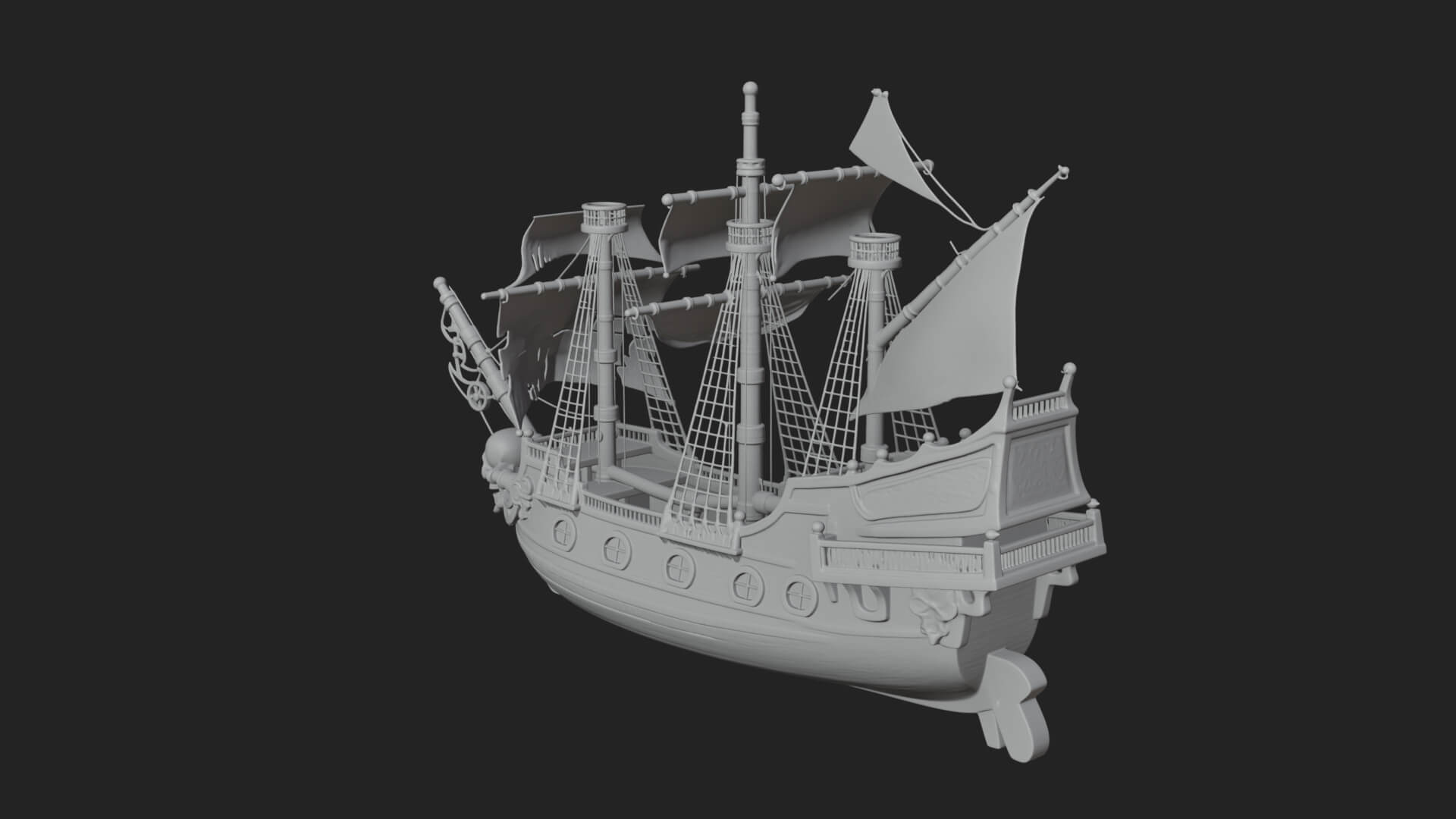 Skull Prow Pirate Ship Model Design 1 3D Print Model 3D Model