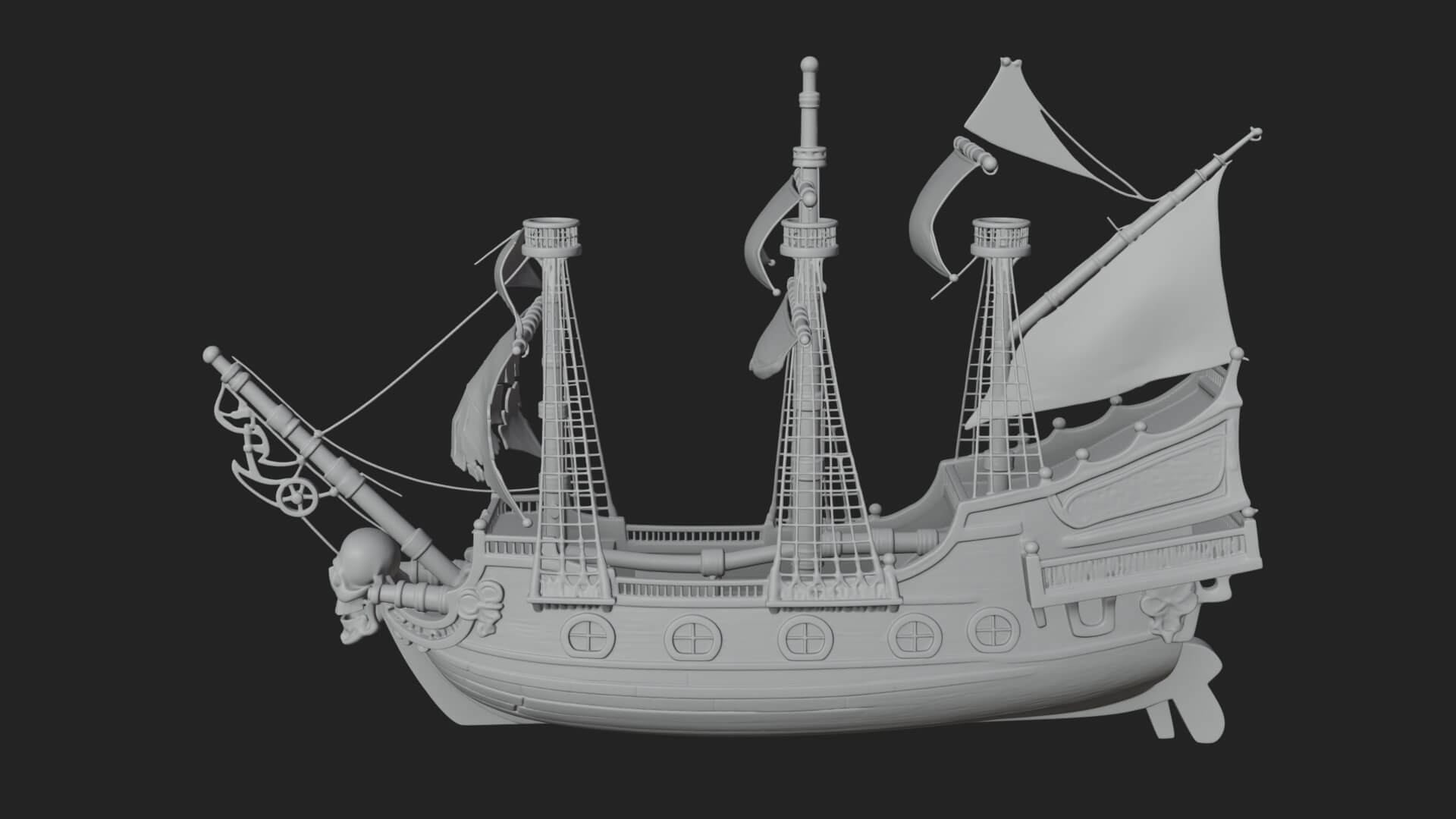Skull Prow Pirate Ship Model Design 1 3D Print Model 3D Model