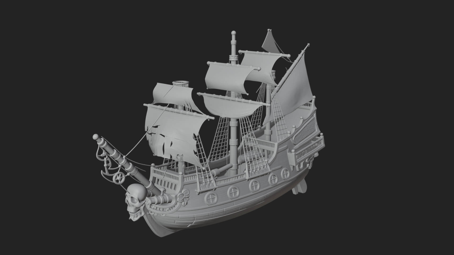 Skull Prow Pirate Ship Model Design 1 3D Print Model 3D Model
