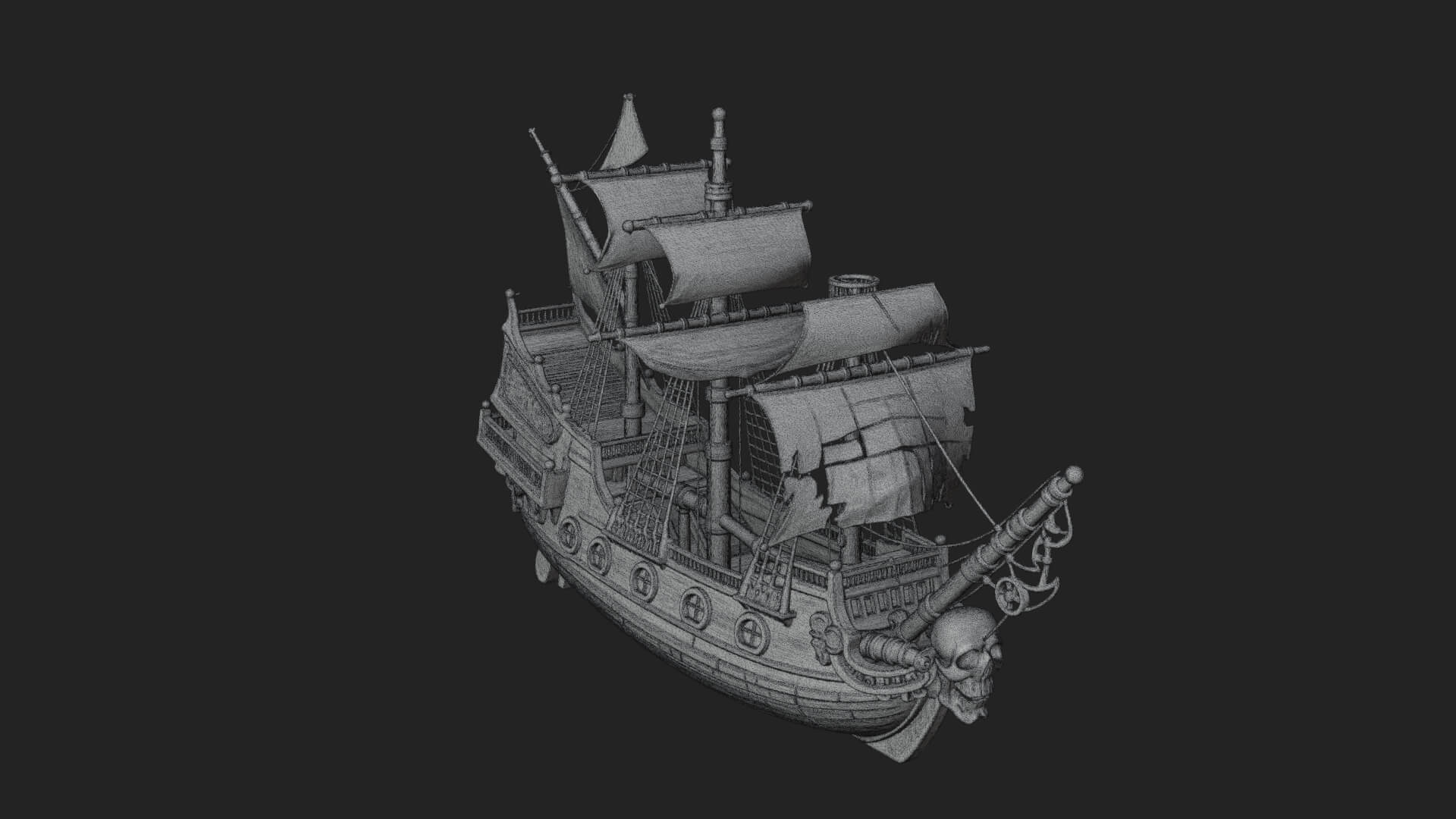 Skull Prow Pirate Ship Model Design 1 3D Print Model 3D Model