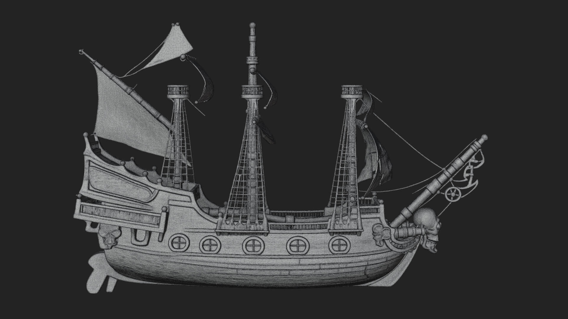 Skull Prow Pirate Ship Model Design 1 3D Print Model 3D Model