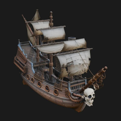 Skull Prow Pirate Ship Model Design 1 3D Print Model