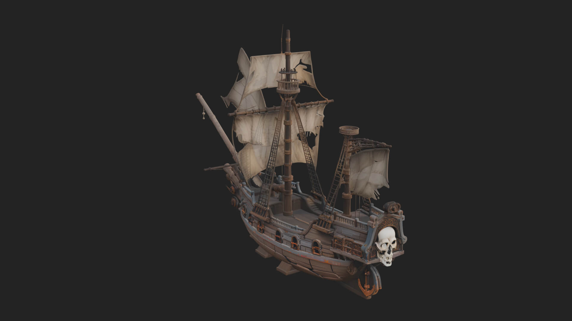 Skull Prow Pirate Ship Model Design 2 3D Print Model 3D Model