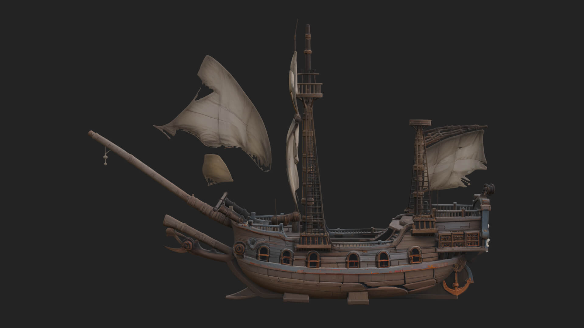 Skull Prow Pirate Ship Model Design 2 3D Print Model 3D Model