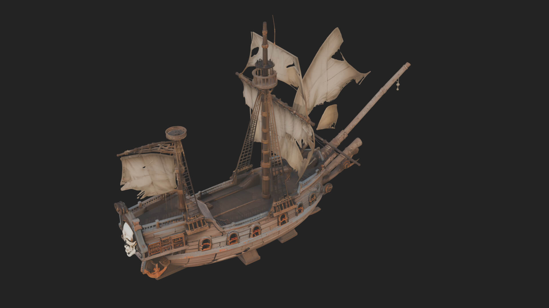 Skull Prow Pirate Ship Model Design 2 3D Print Model 3D Model