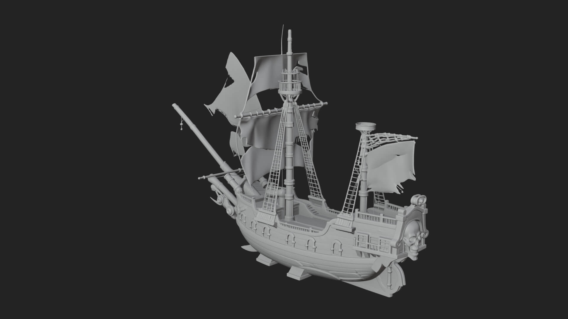 Skull Prow Pirate Ship Model Design 2 3D Print Model 3D Model