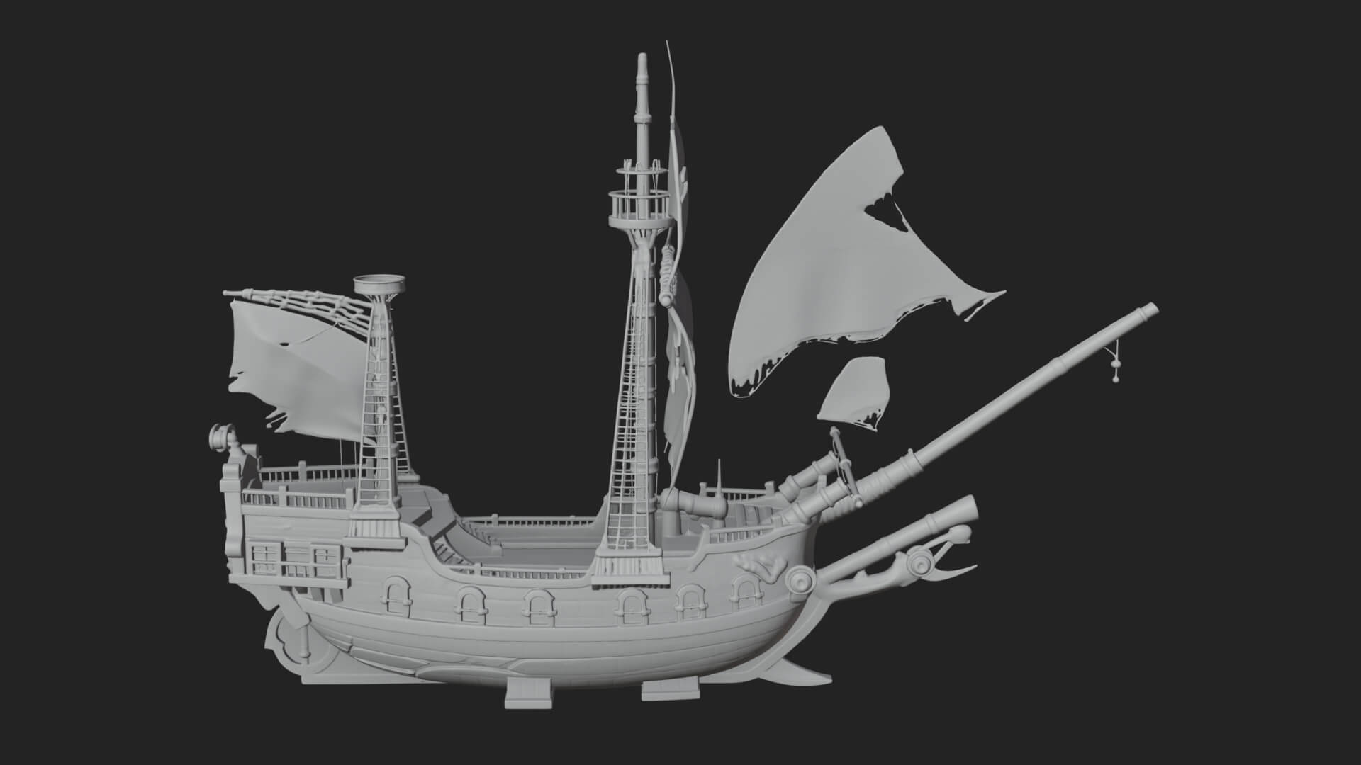 Skull Prow Pirate Ship Model Design 2 3D Print Model 3D Model