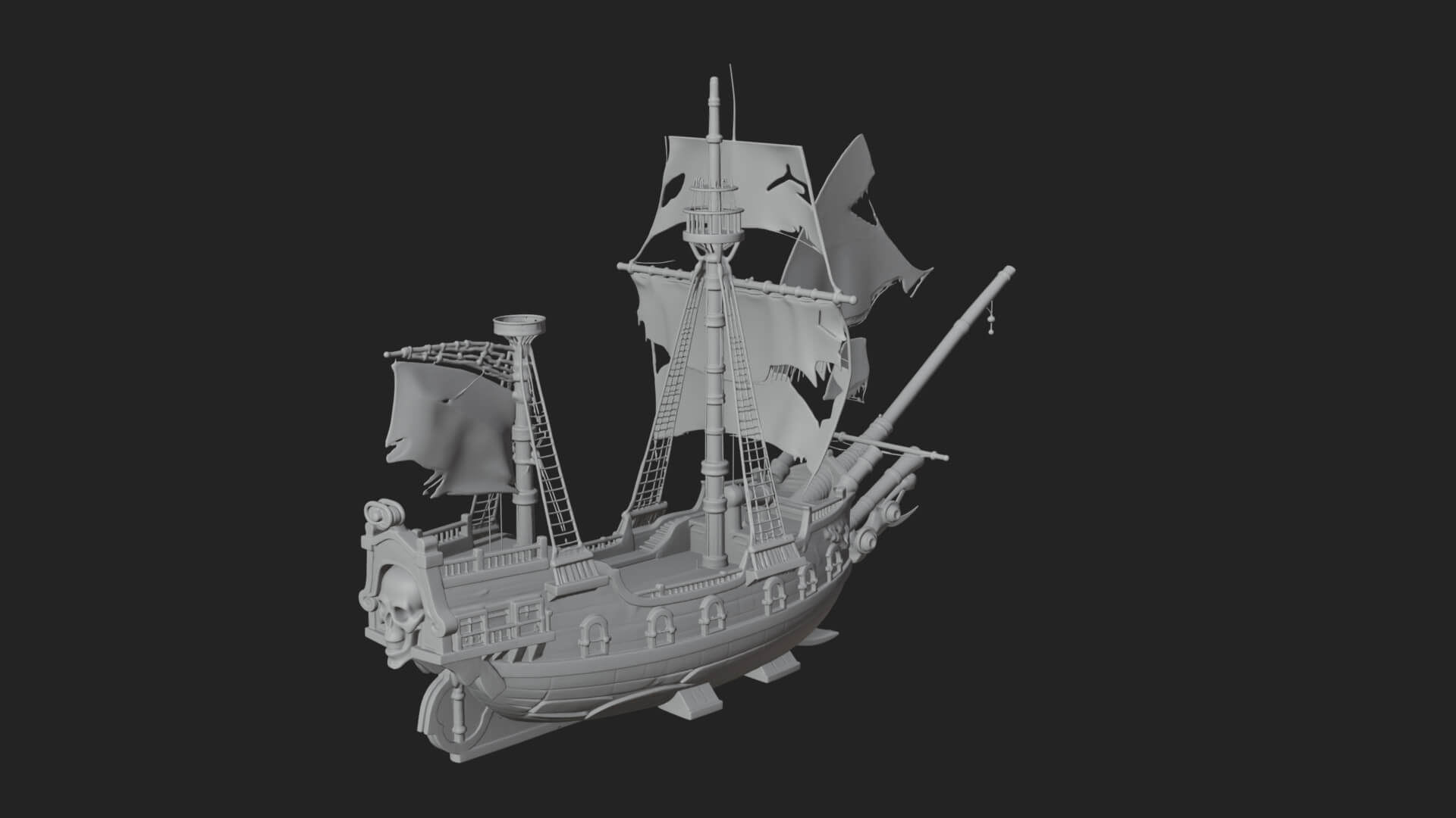 Skull Prow Pirate Ship Model Design 2 3D Print Model 3D Model