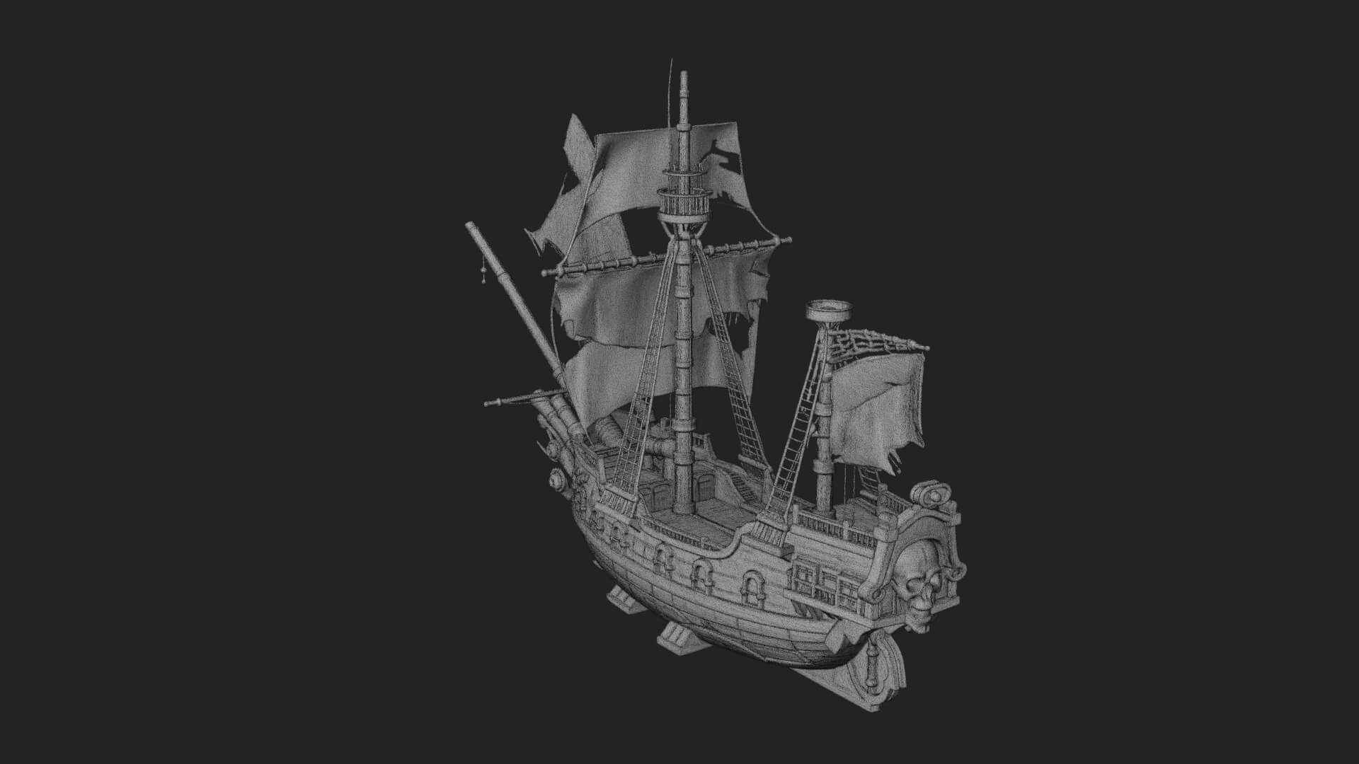 Skull Prow Pirate Ship Model Design 2 3D Print Model 3D Model