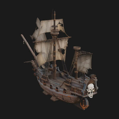Skull Prow Pirate Ship Model Design 2 3D Print Model